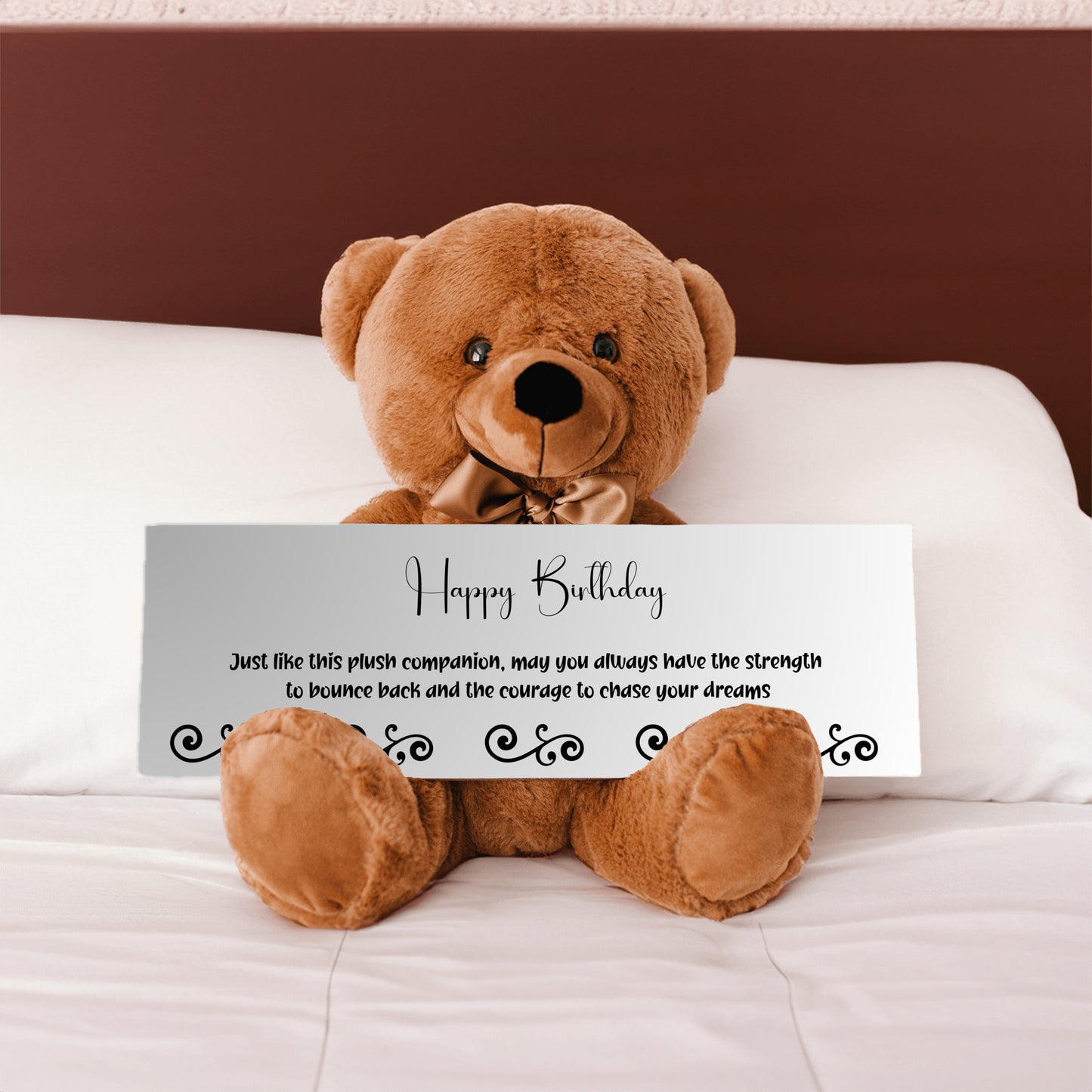 Happy Birthday Plush Teddy bear with Strength and Courage message - Free Shipping