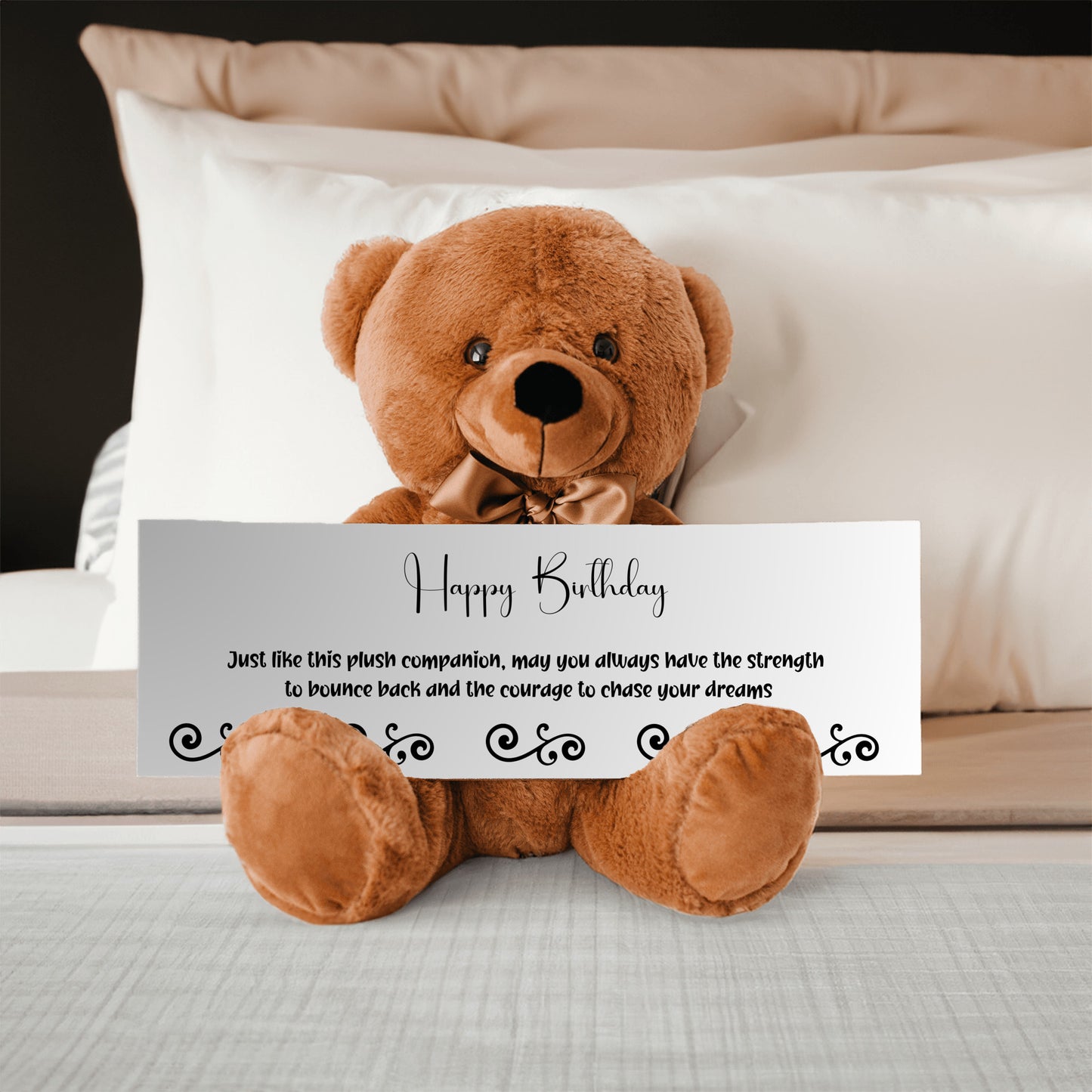 Happy Birthday Plush Teddy bear with Strength and Courage message - Free Shipping