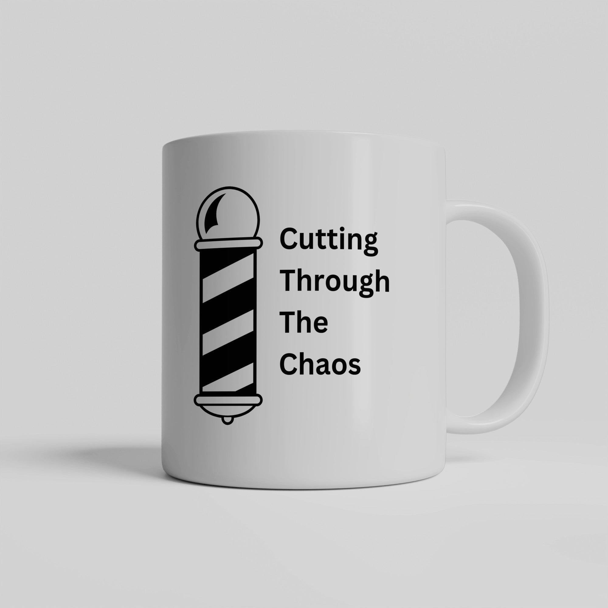 Fun barber mug - cutting through the chaos