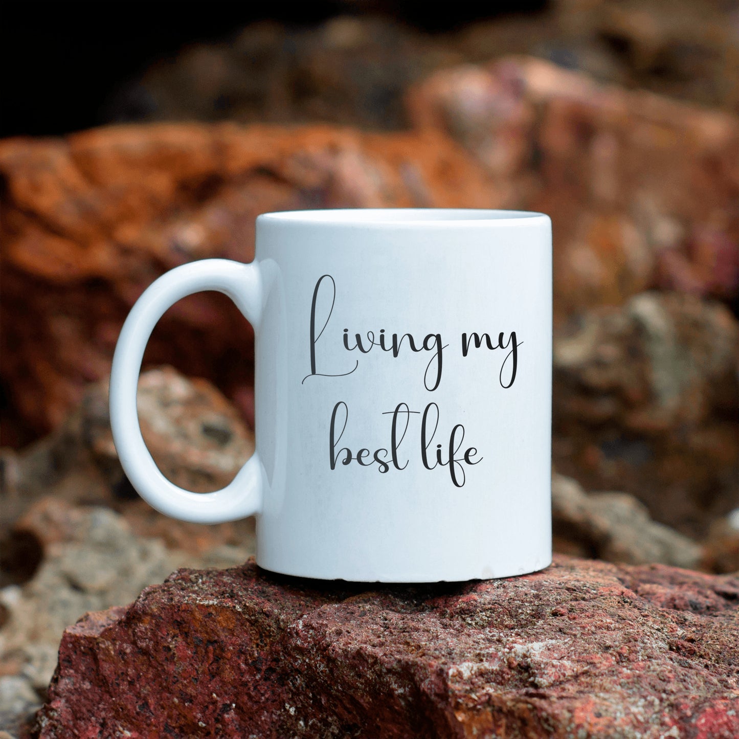 Let the positivity in with this "living my best life" ceramic mug - free shipping