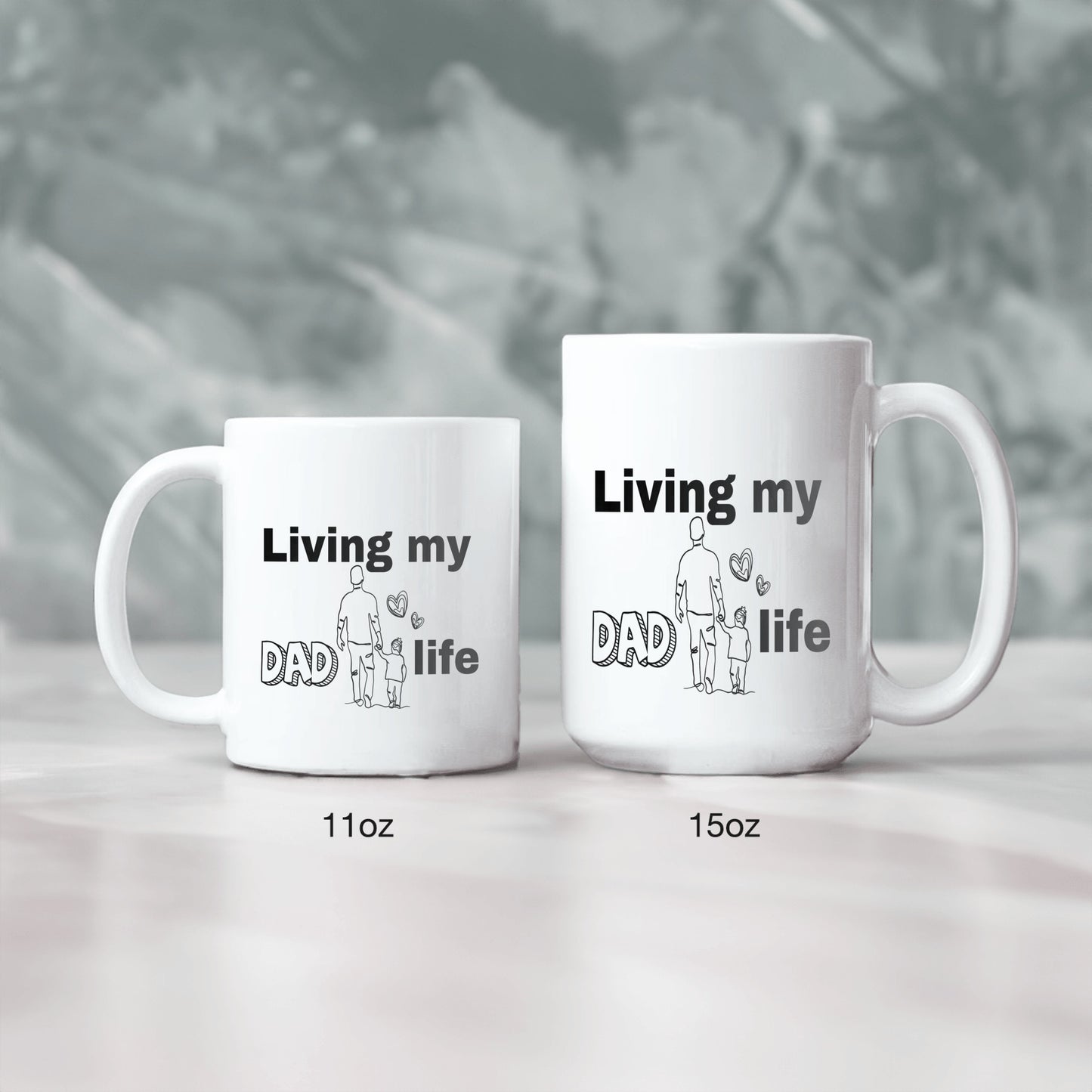 Perfect ceramic mug for the proud father, "living my dad life" - free shipping