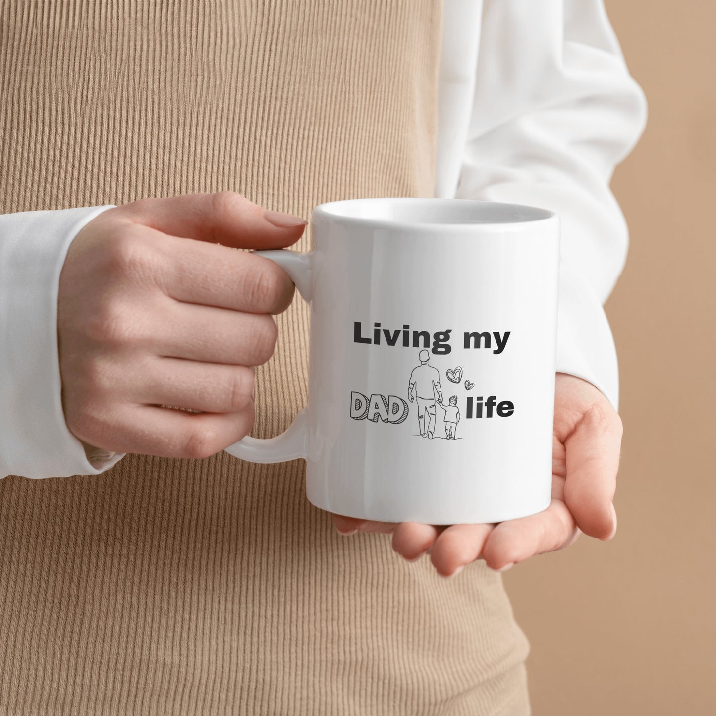 Perfect ceramic mug for the proud father, "living my dad life" - free shipping