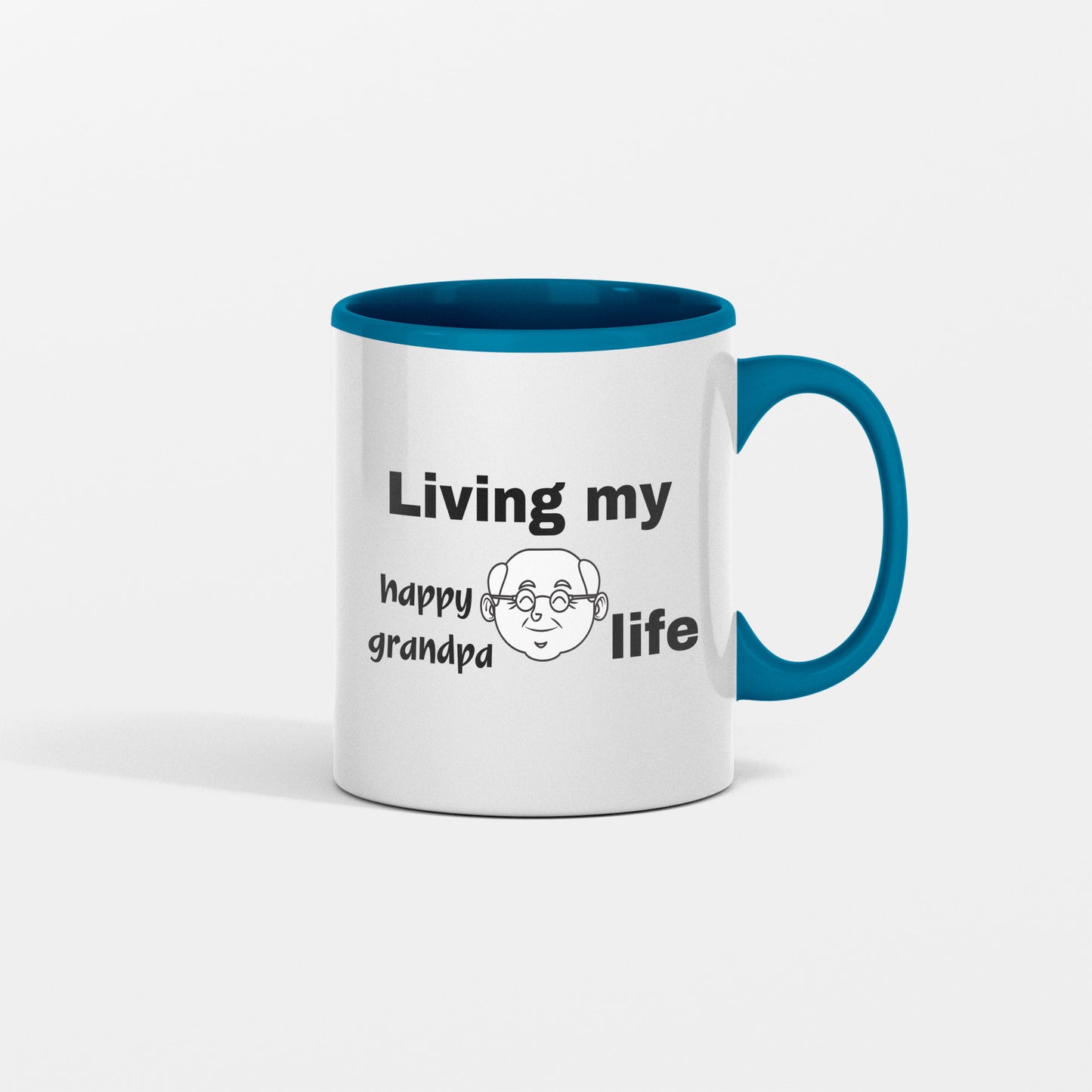 Let Joy in with this ceramic mug, "Living my happy grandpa life" - free shipping