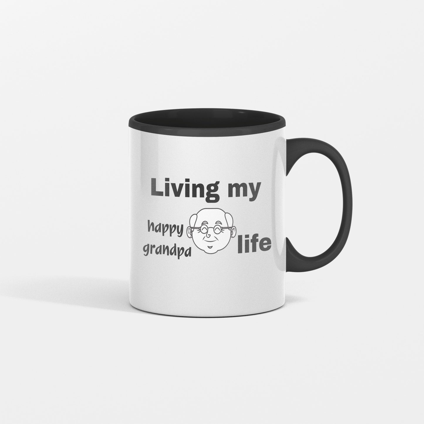 Let Joy in with this ceramic mug, "Living my happy grandpa life" - free shipping