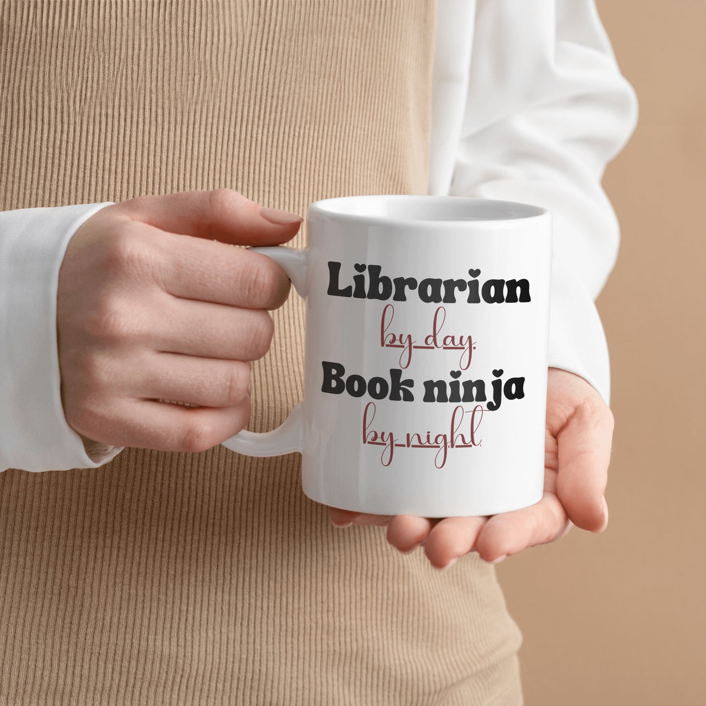 Librarian by Day, Book Ninja by Night Mug - Perfect Ceramic Cup for the Stealthy Book Lover - Ideal Gift for Literary Warriors -free shipping to USA