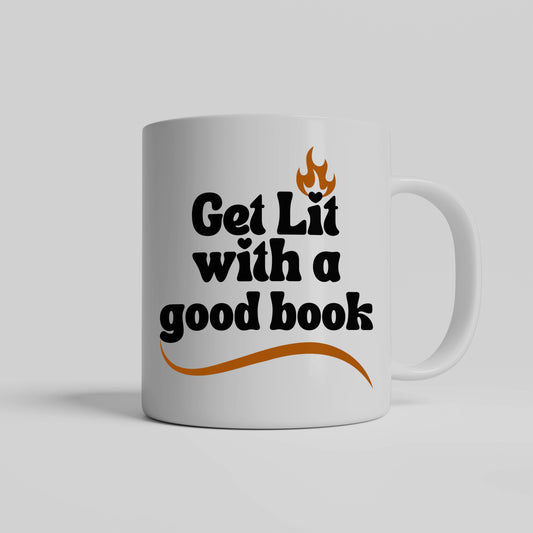 Get Lit with a Good Book Ceramic Mug - Ideal gift for book clubs, avid readers, book lovers - free shipping to USA