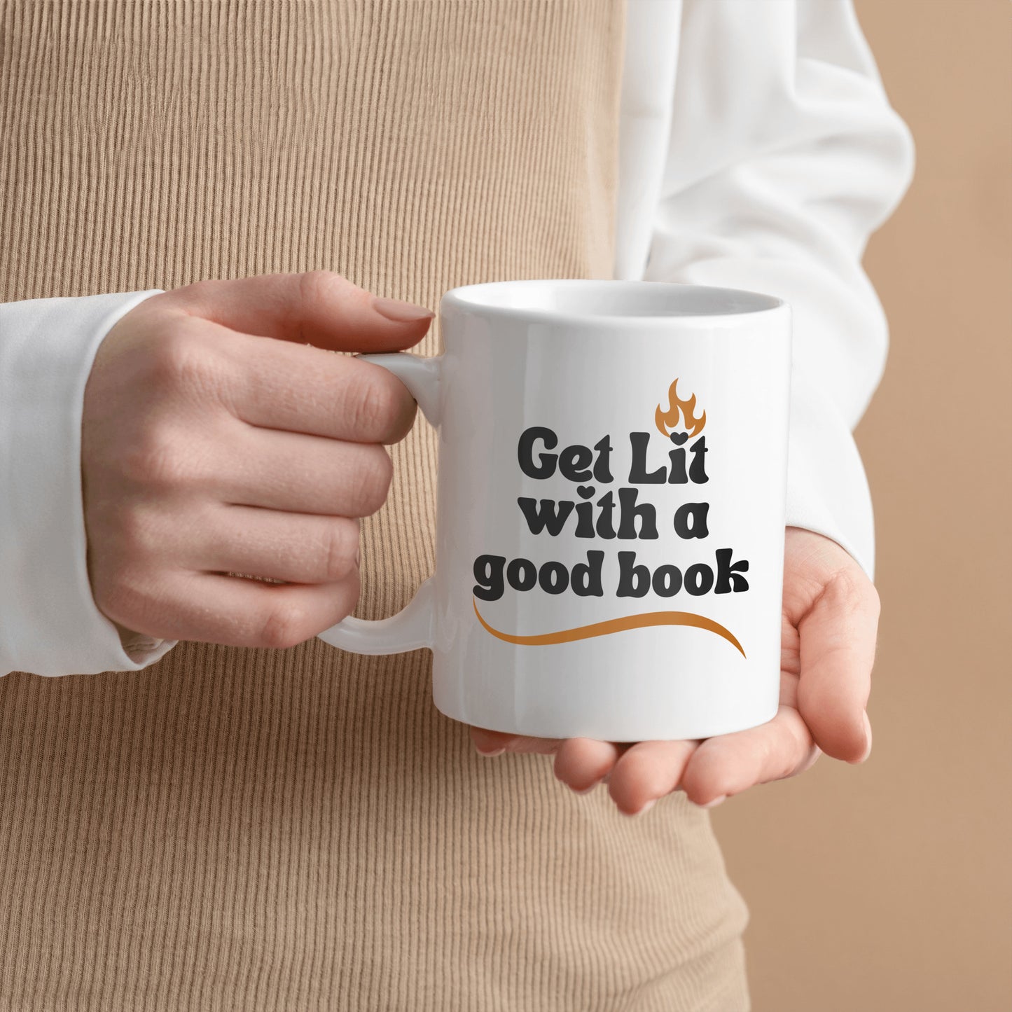 Get Lit with a Good Book Ceramic Mug - Ideal gift for book clubs, avid readers, book lovers - free shipping to USA