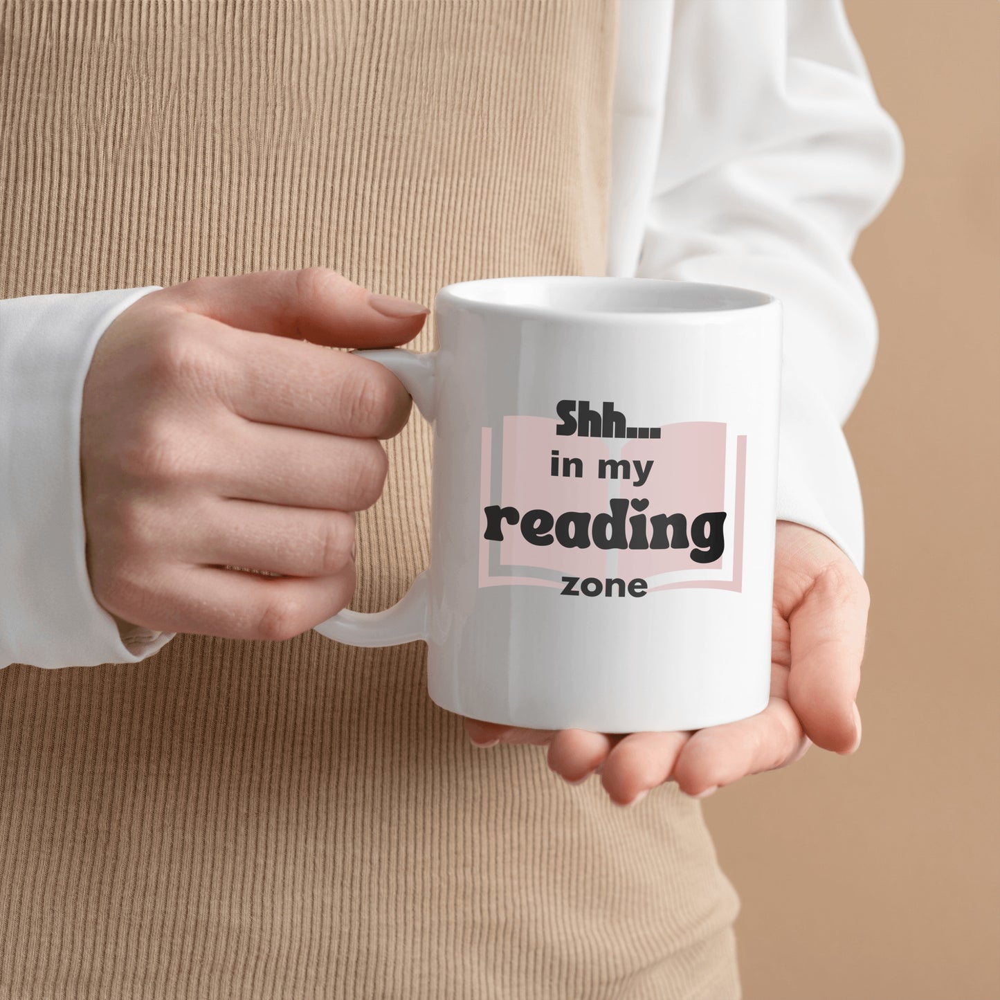 Shh..in my reading zone ceramic coffee mug - Great gift for reader - free shipping to USA