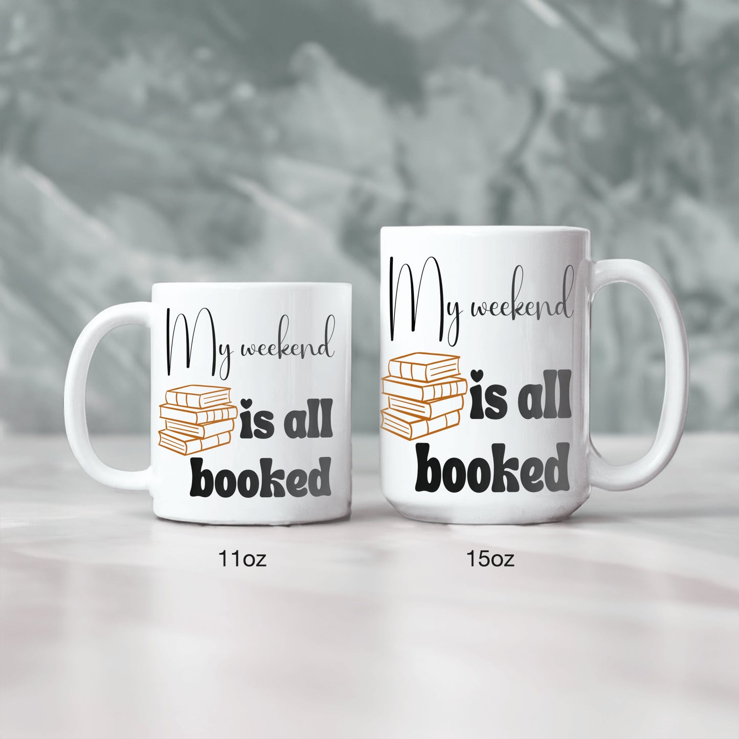 Delightful ceramic coffee mug for the book enthusiast - My weekend is all booked - Perfect for book clubs - Free shipping to USA