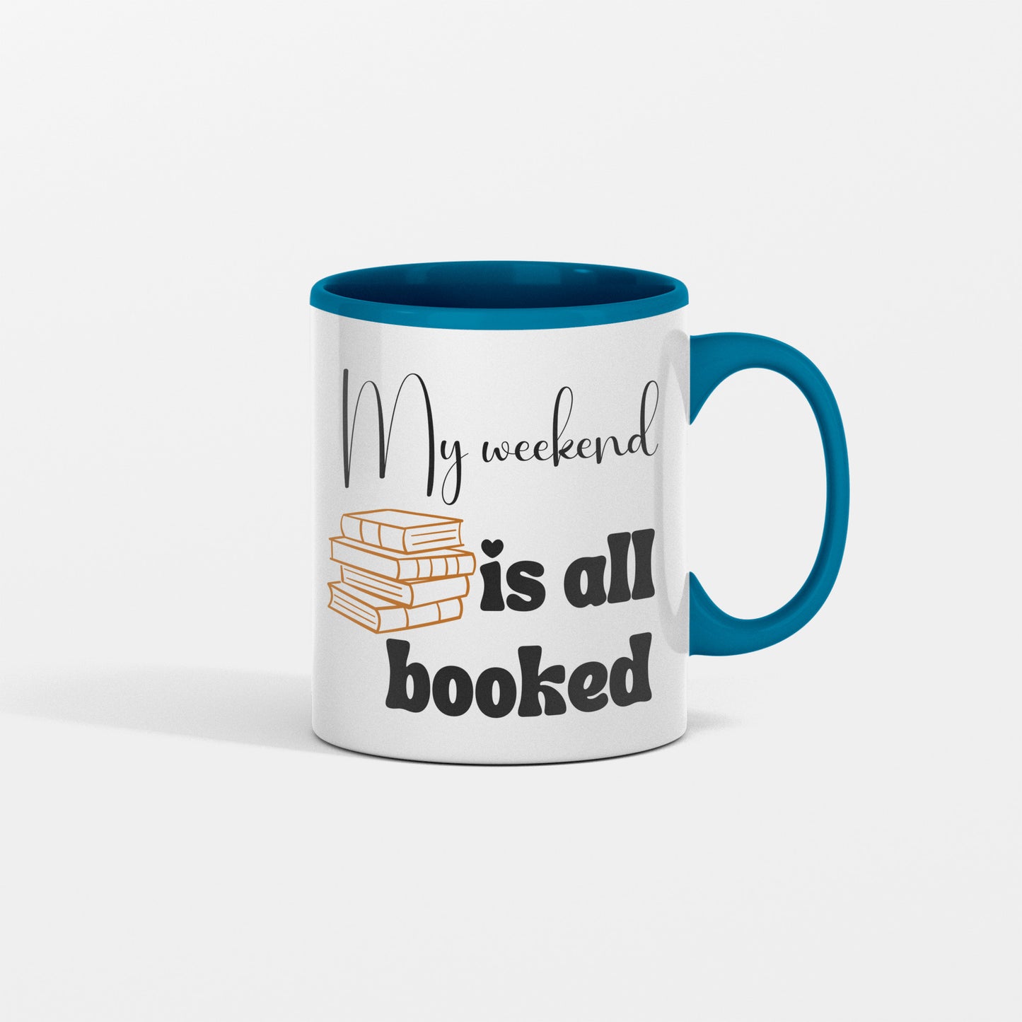 Delightful ceramic coffee mug for the book enthusiast - My weekend is all booked - Perfect for book clubs - Free shipping to USA