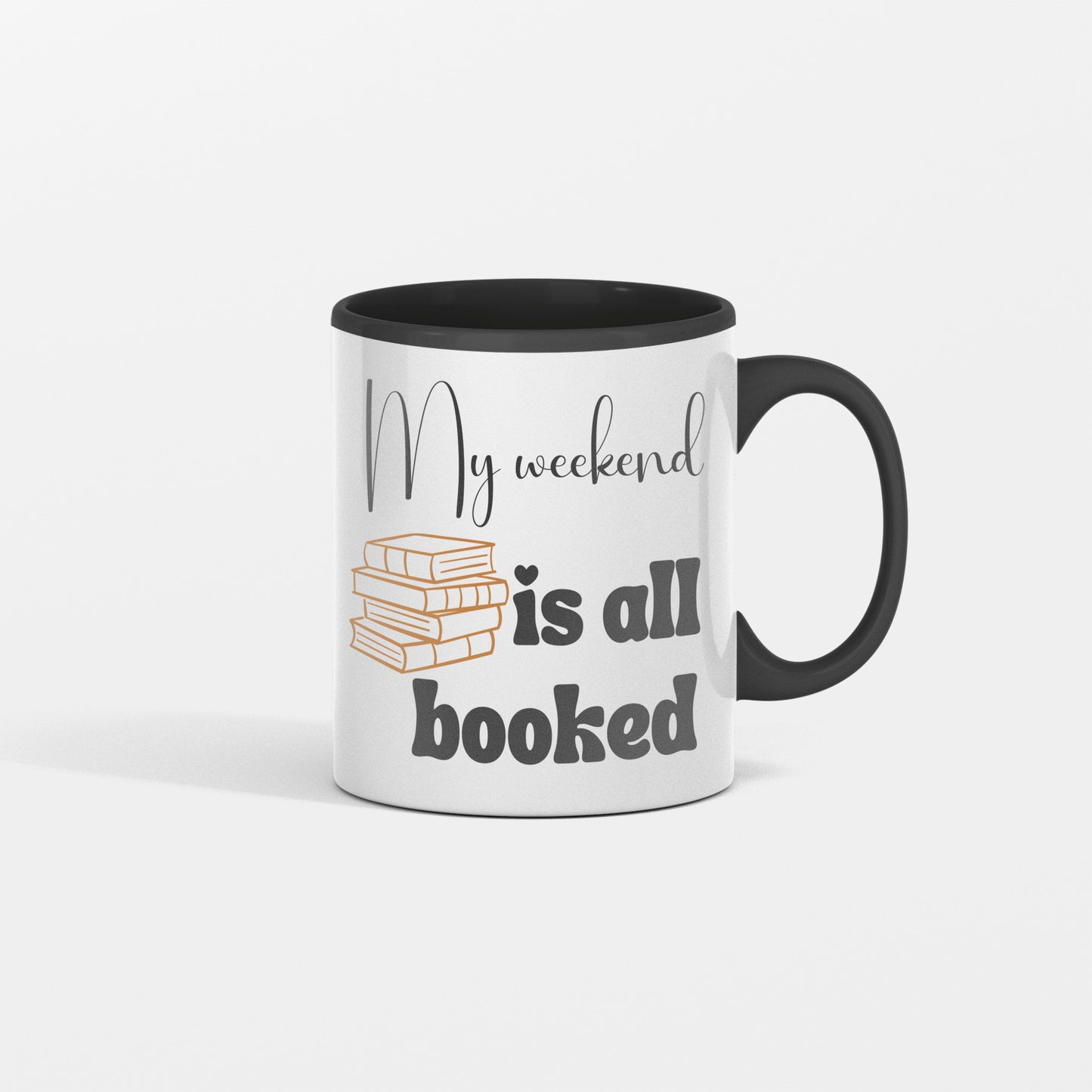 Delightful ceramic coffee mug for the book enthusiast - My weekend is all booked - Perfect for book clubs - Free shipping to USA