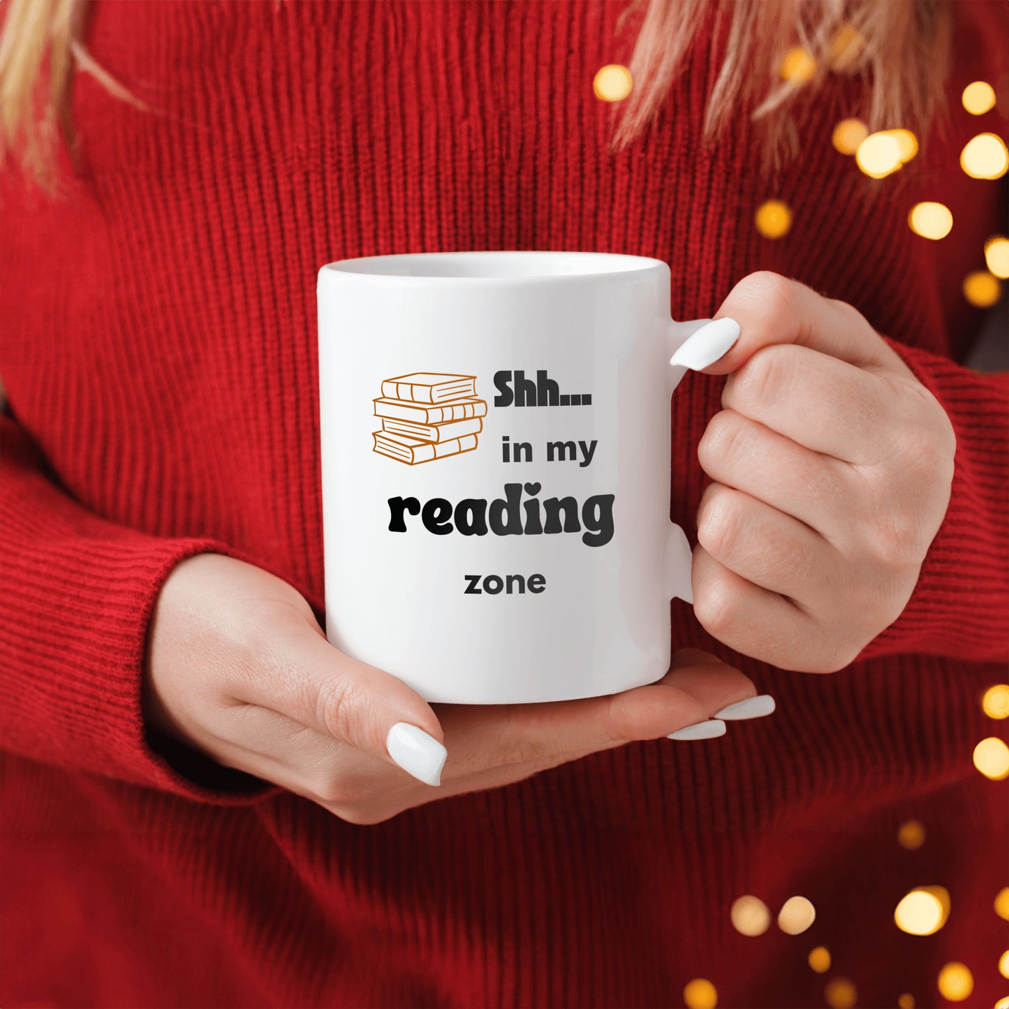 Lovely ceramic coffee mug for a book / reading enthusiast - Shh...in my reading zone - free shipping