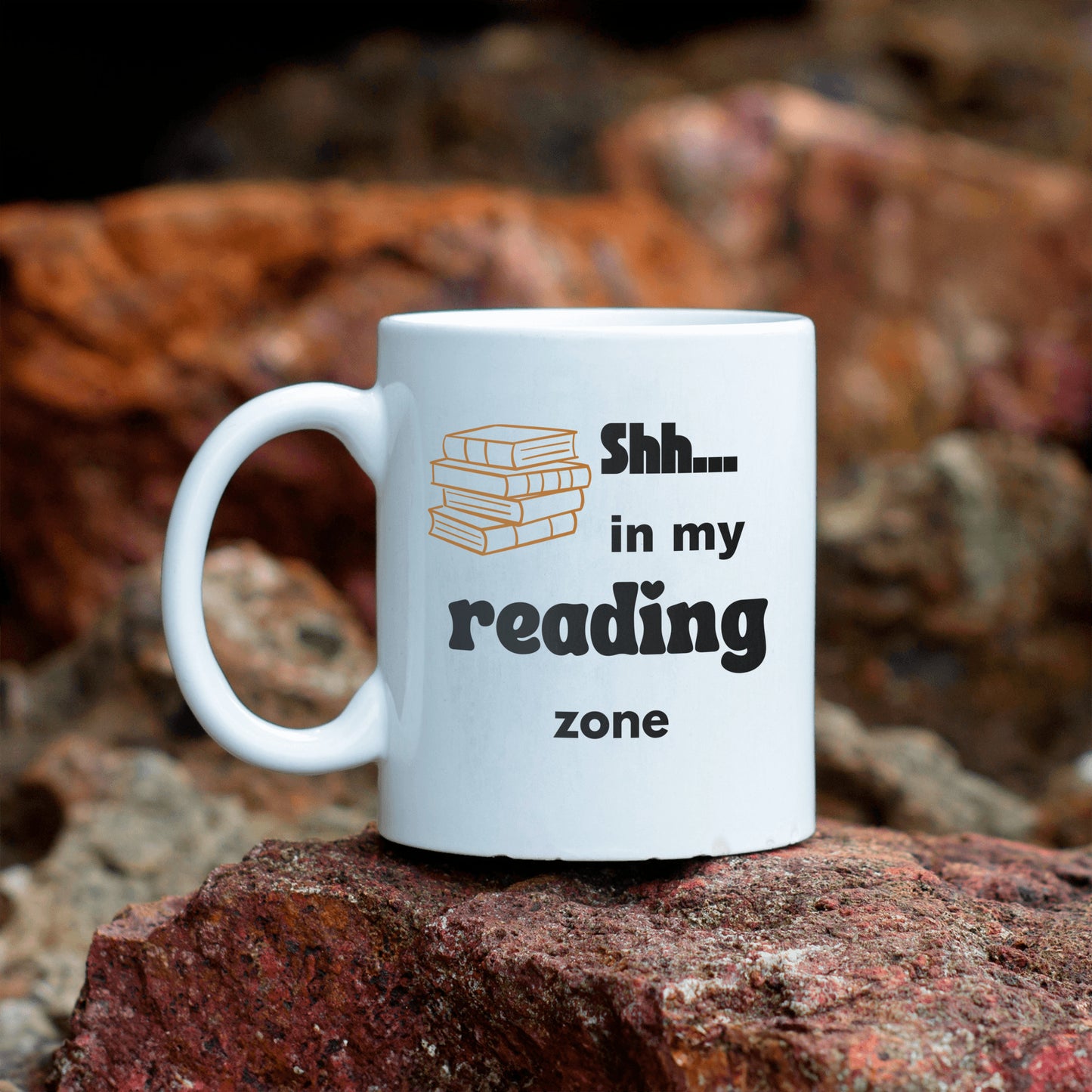 Lovely ceramic coffee mug for a book / reading enthusiast - Shh...in my reading zone - free shipping