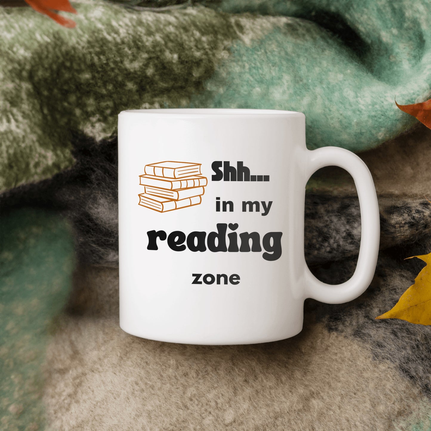 Lovely ceramic coffee mug for a book / reading enthusiast - Shh...in my reading zone - free shipping