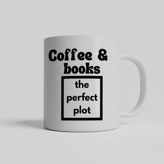 The Perfect Plot: Coffee and Books Ceramic Mug - Celebrate Your Love for Literature and Caffeine with This Whimsical Cup - free shipping to USA