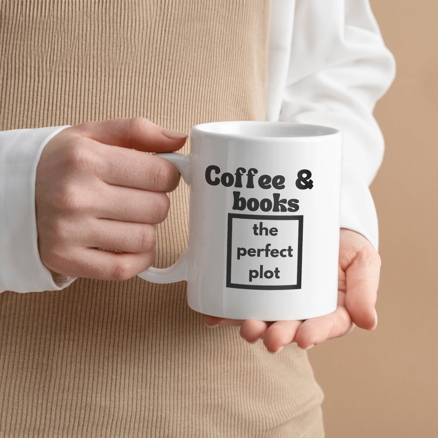 The Perfect Plot: Coffee and Books Ceramic Mug - Celebrate Your Love for Literature and Caffeine with This Whimsical Cup - free shipping to USA