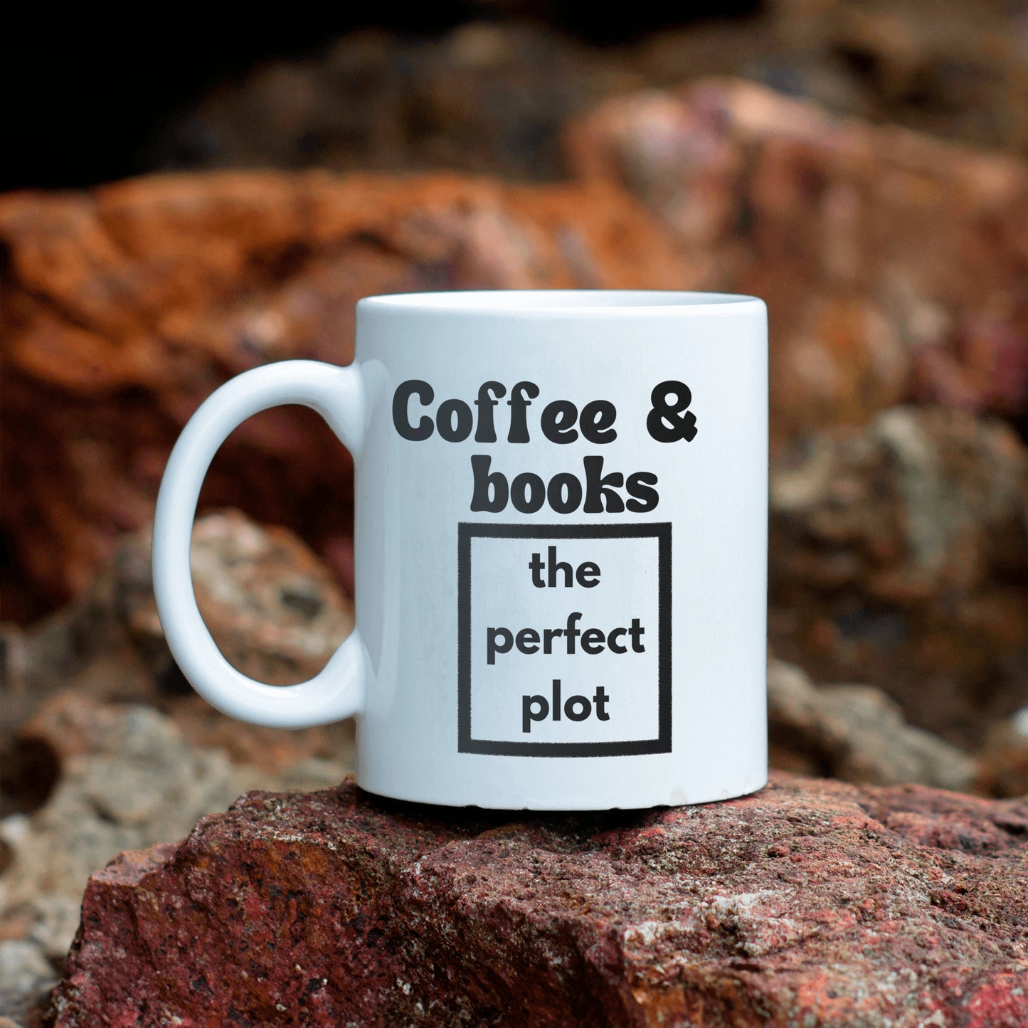 The Perfect Plot: Coffee and Books Ceramic Mug - Celebrate Your Love for Literature and Caffeine with This Whimsical Cup - free shipping to USA