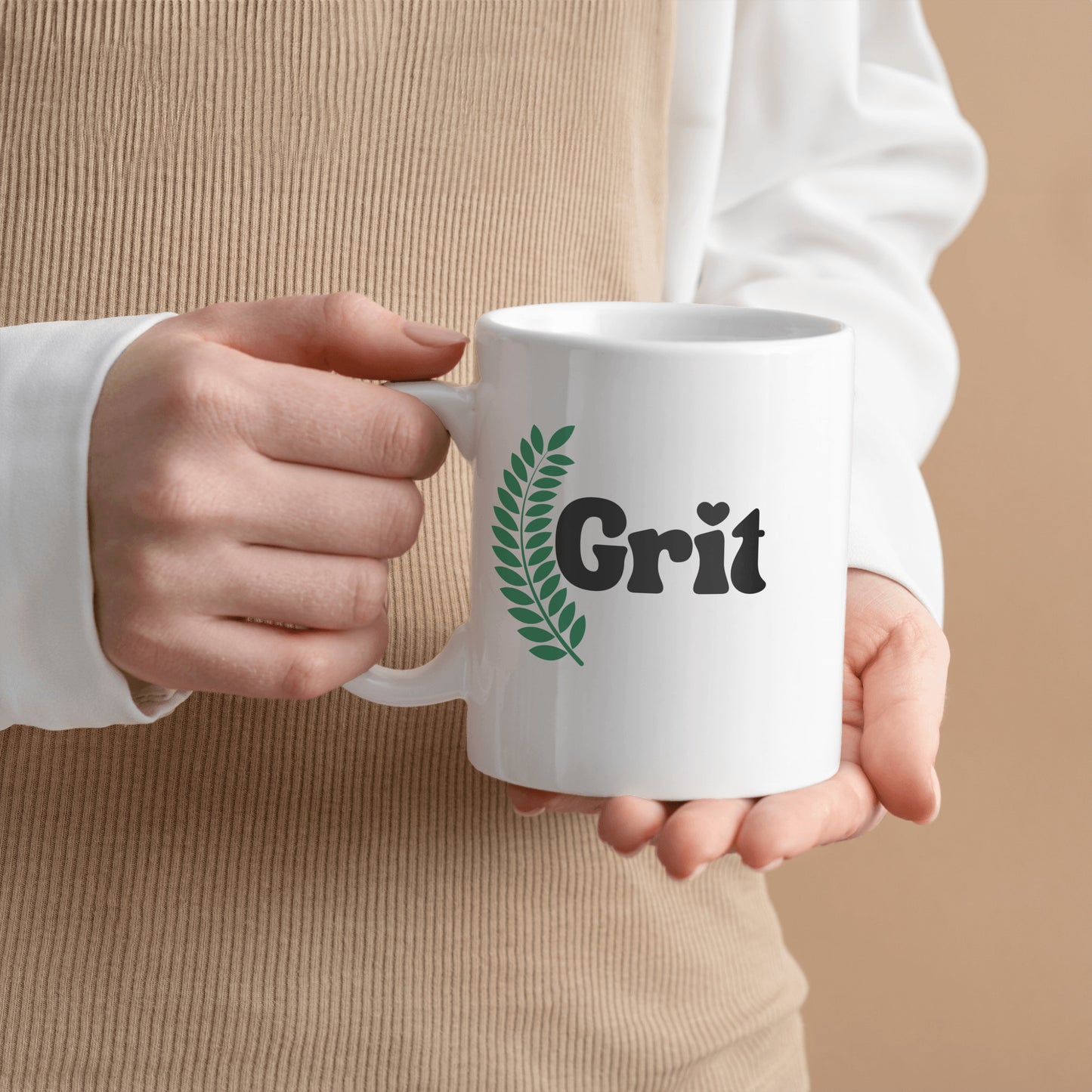 Grit ceramic coffee mug - Celebrate strength of spirit.  Great for graduations, teams, clubs, get well soon, recovery milestones, life transitions - free shipping to USA