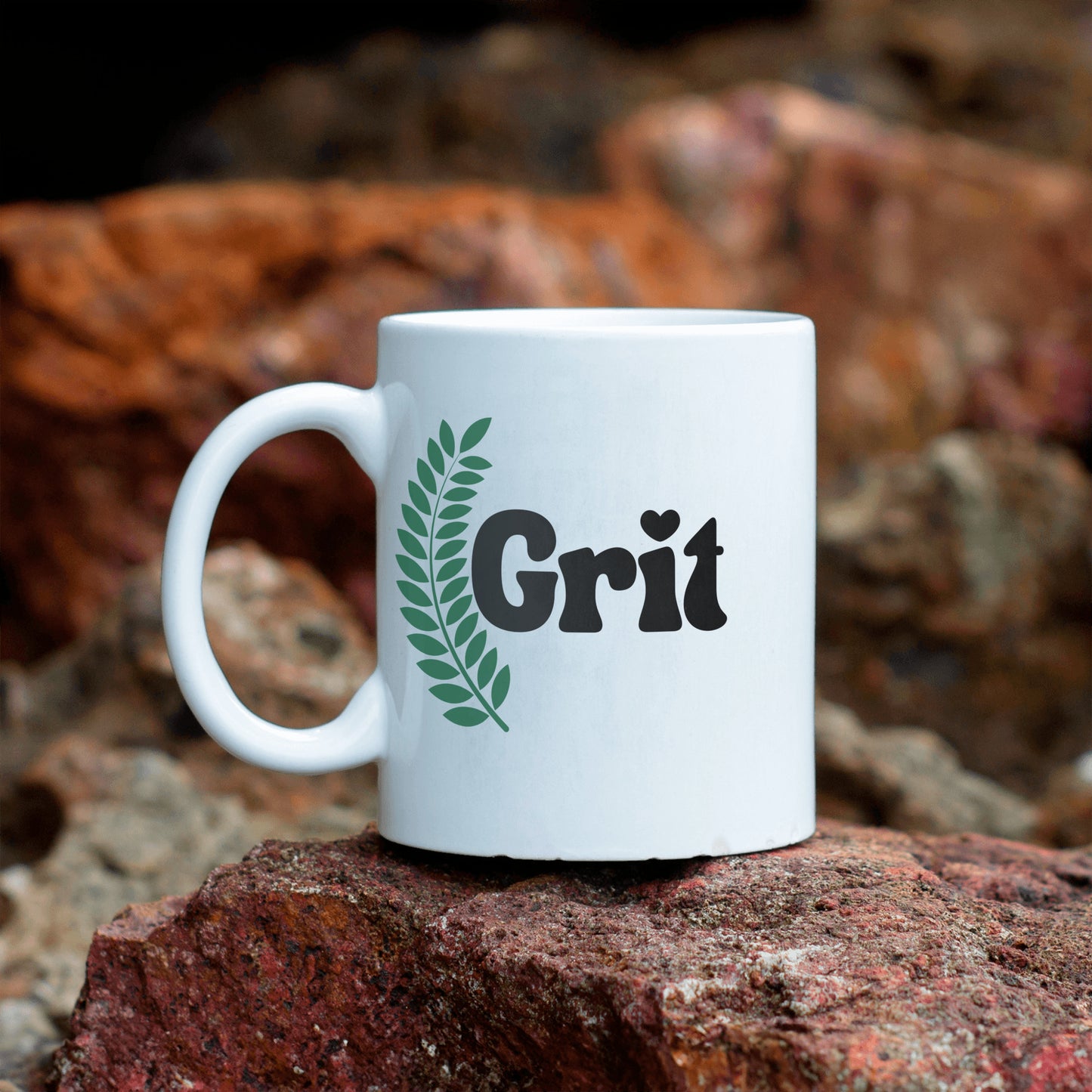 Grit ceramic coffee mug - Celebrate strength of spirit.  Great for graduations, teams, clubs, get well soon, recovery milestones, life transitions - free shipping to USA