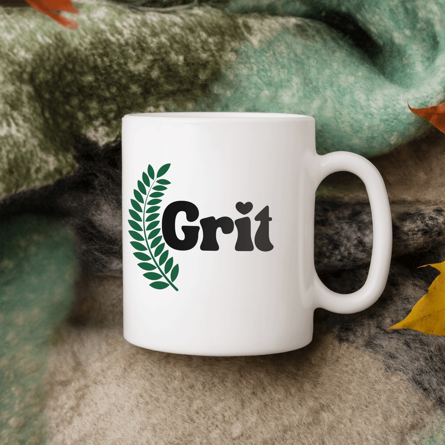 Grit ceramic coffee mug - Celebrate strength of spirit.  Great for graduations, teams, clubs, get well soon, recovery milestones, life transitions - free shipping to USA