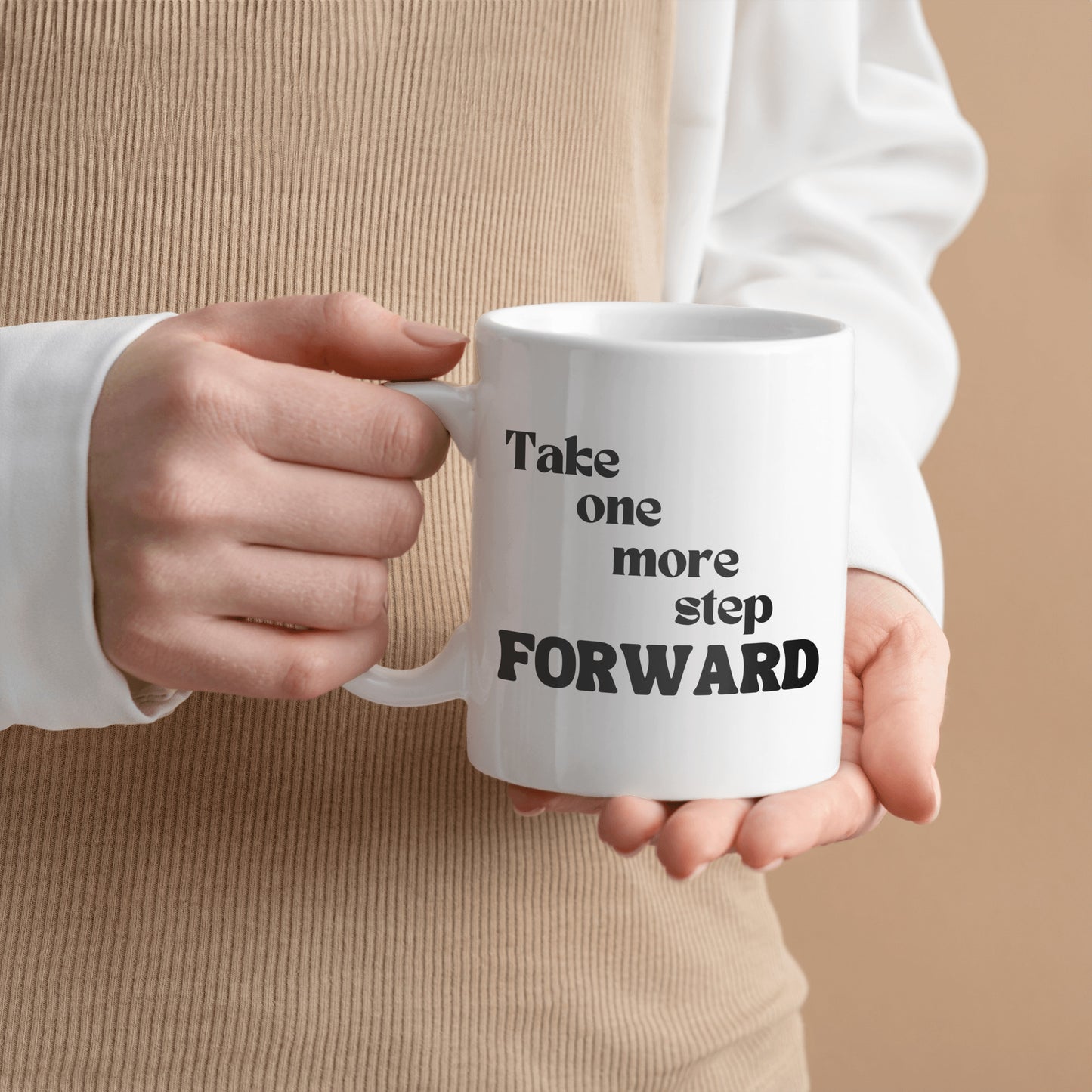 Spread encouragement - One more step forward ceramic coffee mug - Great gift for students, friends, family, birthdays, entrepreneurs - free shipping to USA