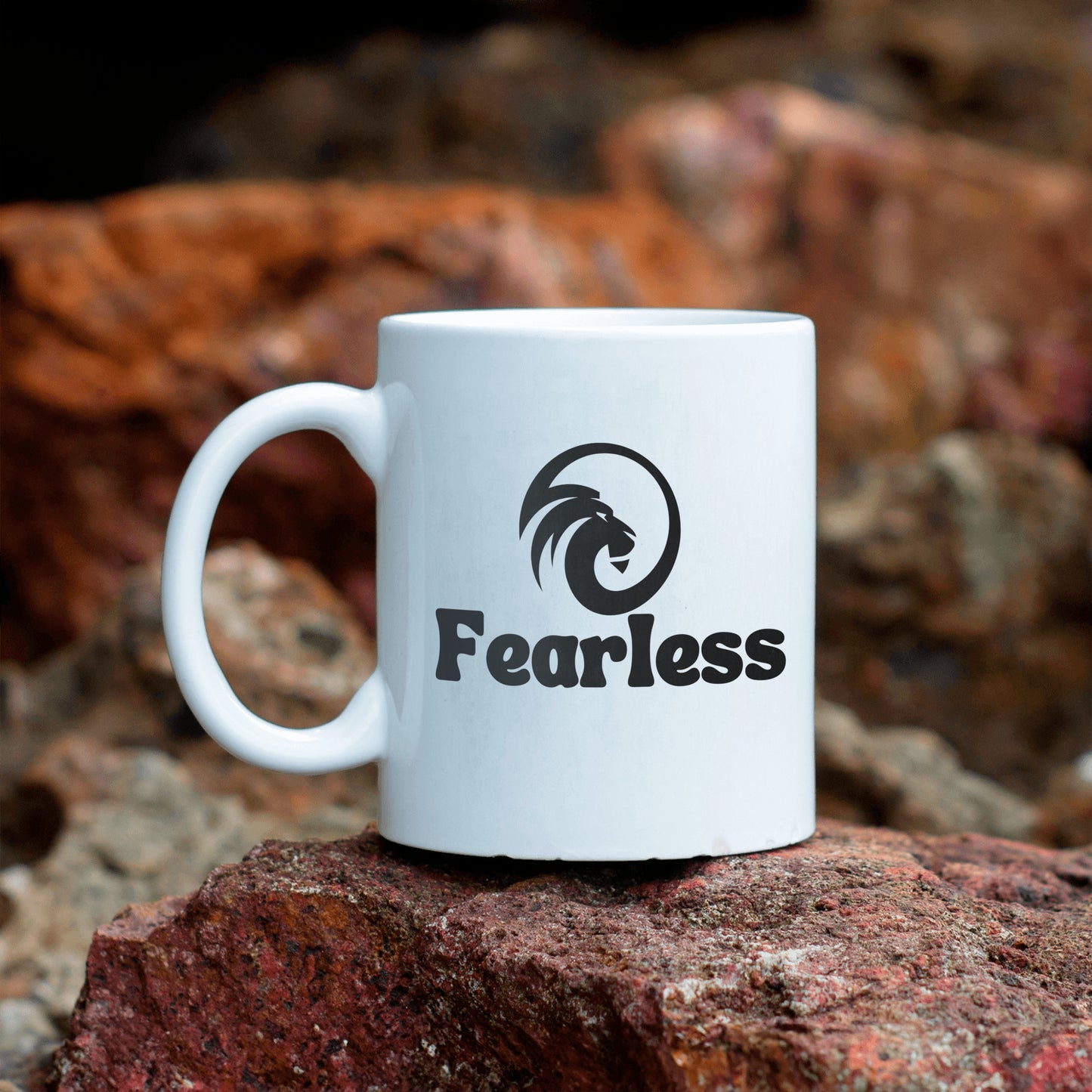 Bold as a lion - Fearless ceramic coffee mug - Great gift for entrepreneurs, new life transitions, graduations, team building - free shipping USA