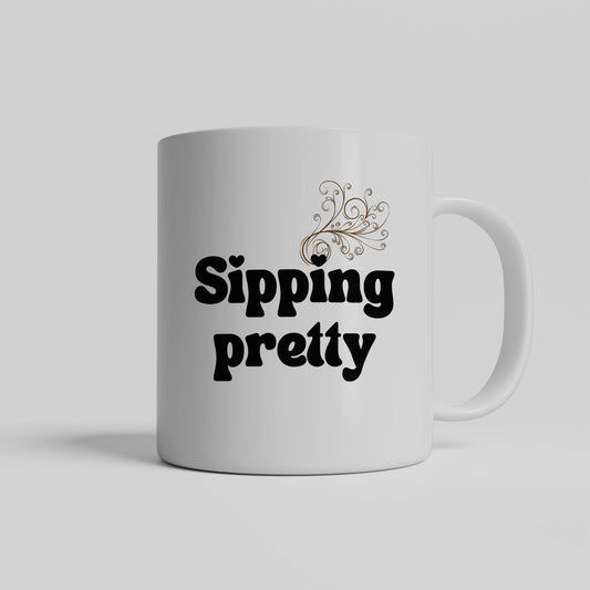 Fashionable sip experience - Sipping Pretty ceramic coffee mug - Great gift for friends and colleagues - free shipping to USA