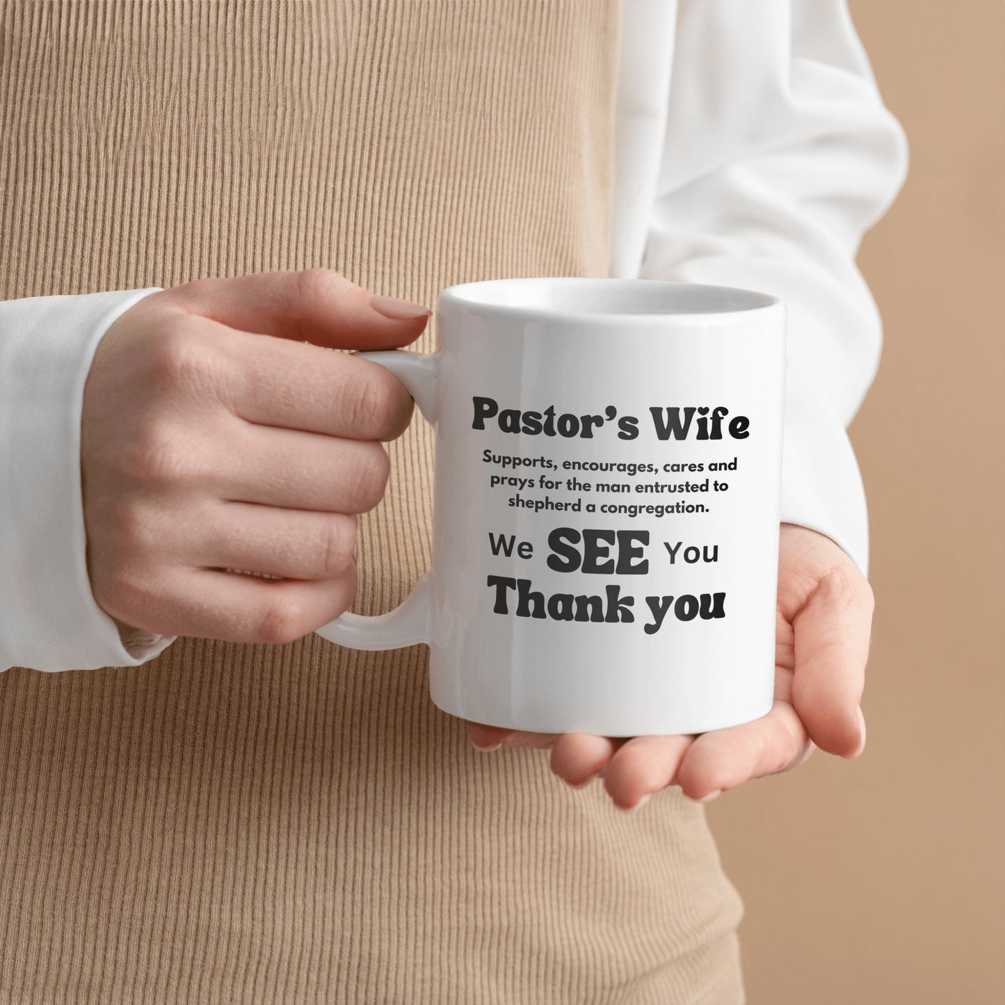 Delightful Pastor's wife appreciation ceramic coffee mug - Great gift for Pastor's wife for any occasion - Free shipping to USA