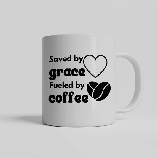 Saved by grace, fueled by coffee ceramic coffee mug - Great gift for all occasions - free shipping to USA