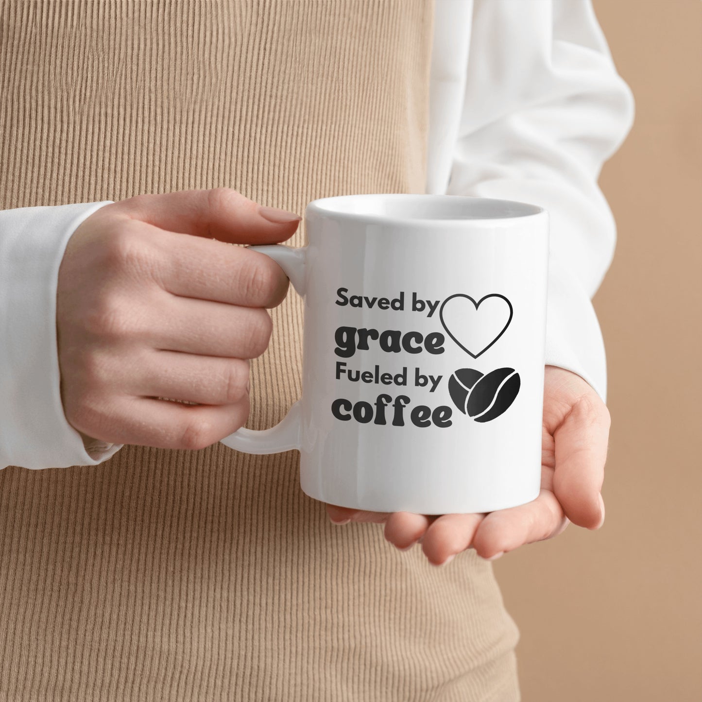 Saved by grace, fueled by coffee ceramic coffee mug - Great gift for all occasions - free shipping to USA