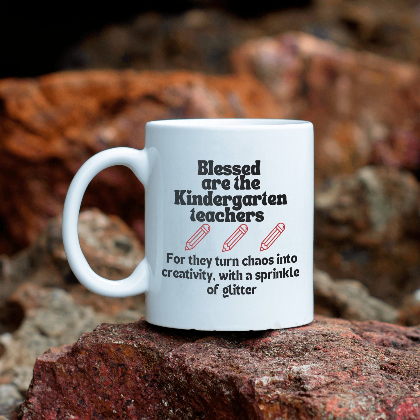 Teachers and glitter message: Blessed are the kindergarten teachers ceramic coffee mug| Fun teacher appreciation gift| - free shipping to USA