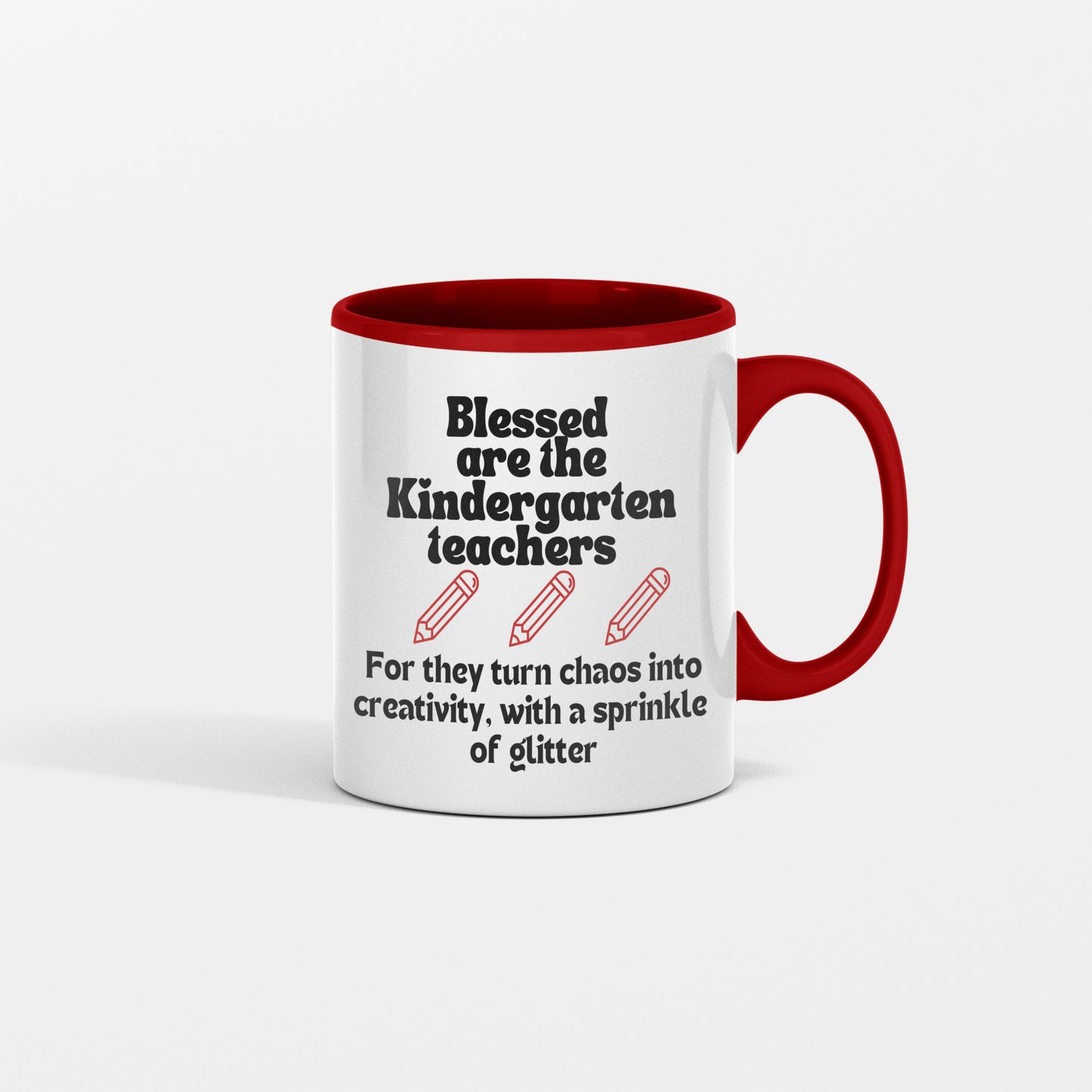 Teachers and glitter message: Blessed are the kindergarten teachers ceramic coffee mug| Fun teacher appreciation gift| - free shipping to USA