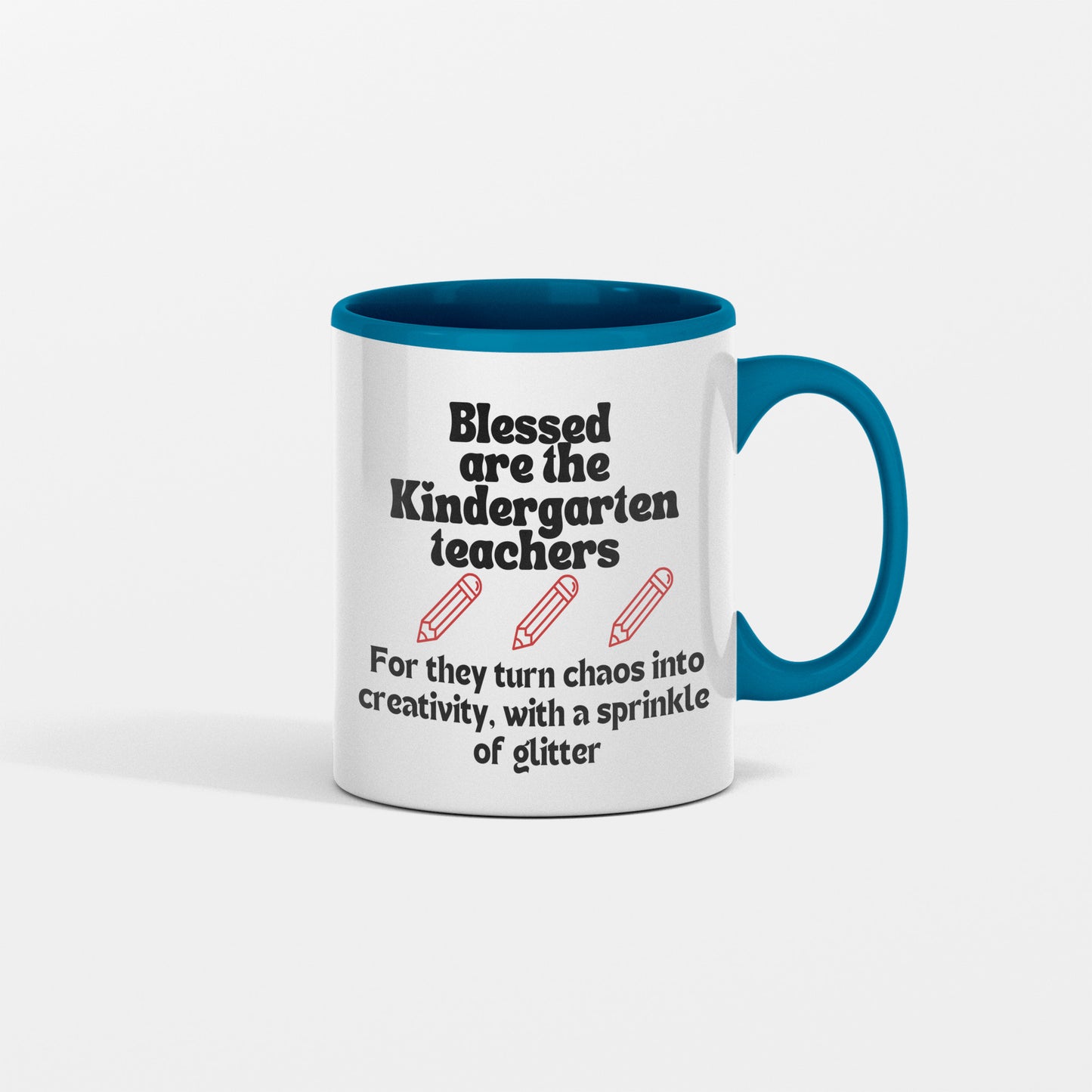 Teachers and glitter message: Blessed are the kindergarten teachers ceramic coffee mug| Fun teacher appreciation gift| - free shipping to USA