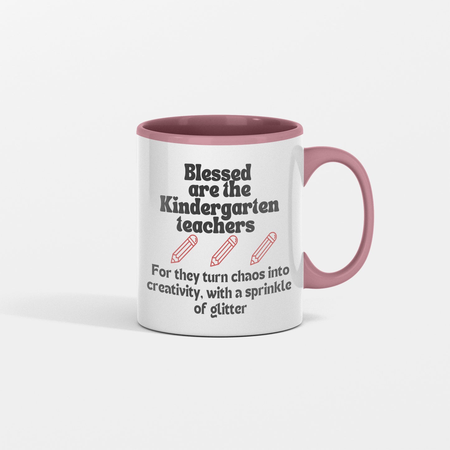 Teachers and glitter message: Blessed are the kindergarten teachers ceramic coffee mug| Fun teacher appreciation gift| - free shipping to USA