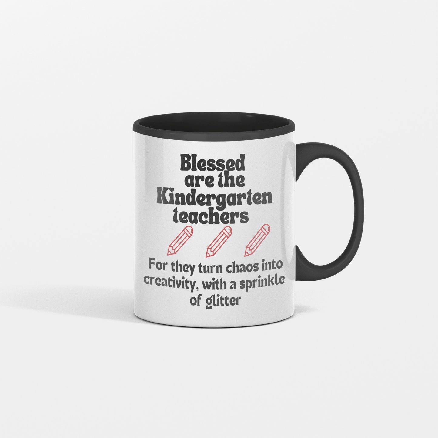 Teachers and glitter message: Blessed are the kindergarten teachers ceramic coffee mug| Fun teacher appreciation gift| - free shipping to USA