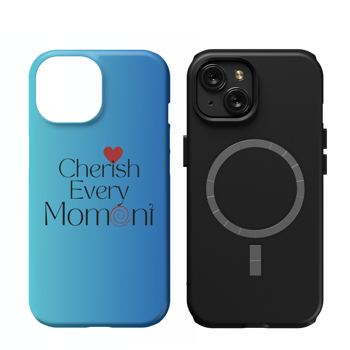 Custom Gorgeous Blue iPhone 15 Magsafe case - Cherish every moment - Unique romantic gift - free shipping to USA