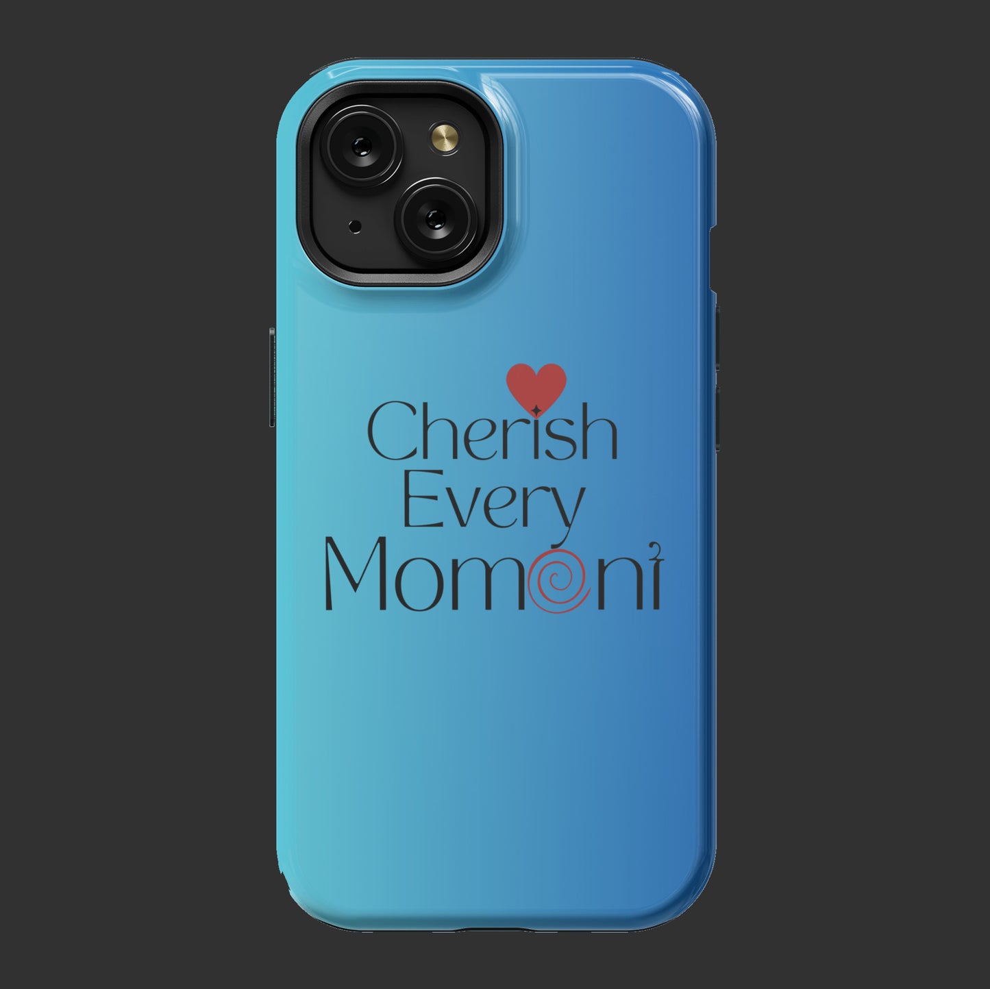 Custom Gorgeous Blue iPhone 15 Magsafe case - Cherish every moment - Unique romantic gift - free shipping to USA