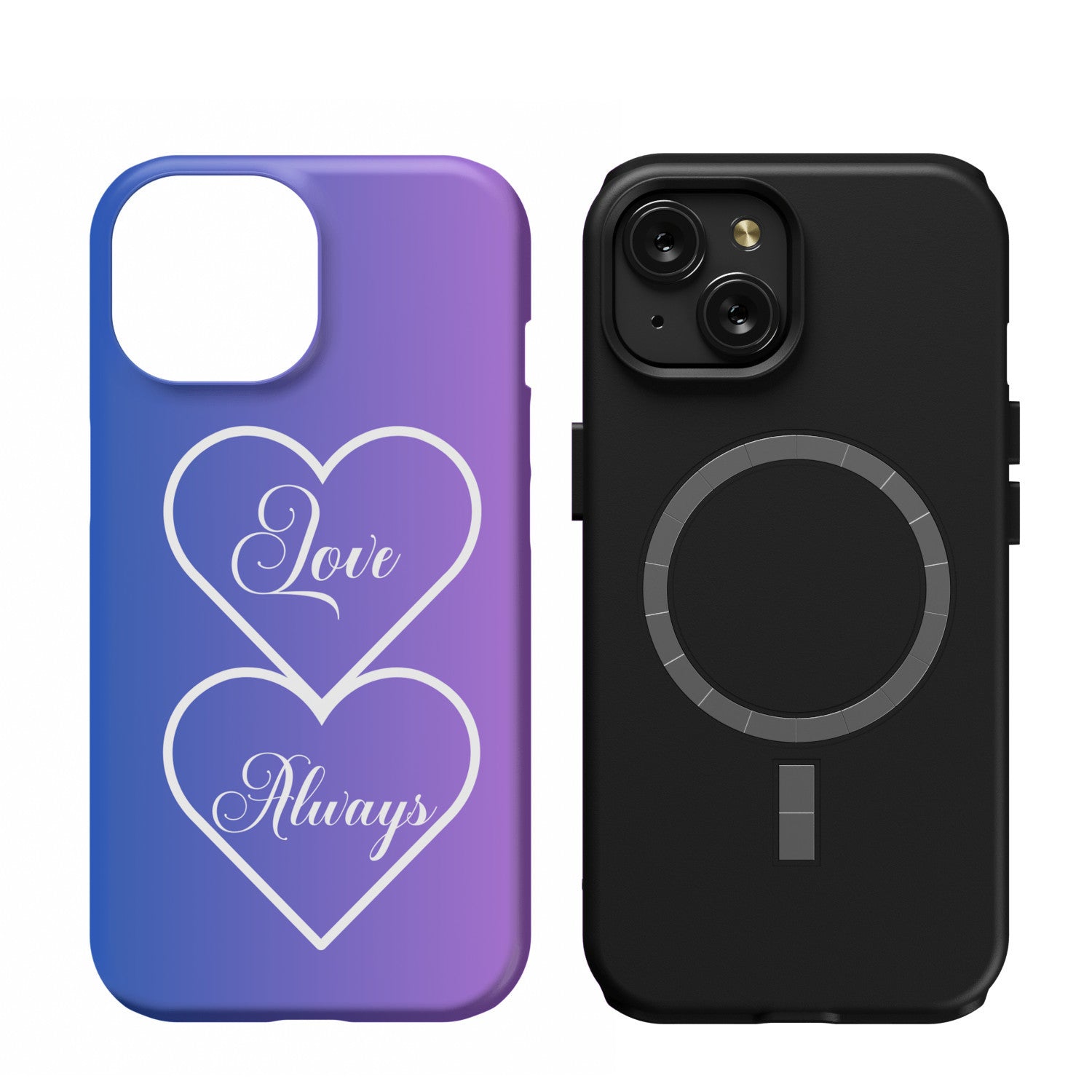 Custom Blueish-Purple iphone 15 Magsafe case - Love Always