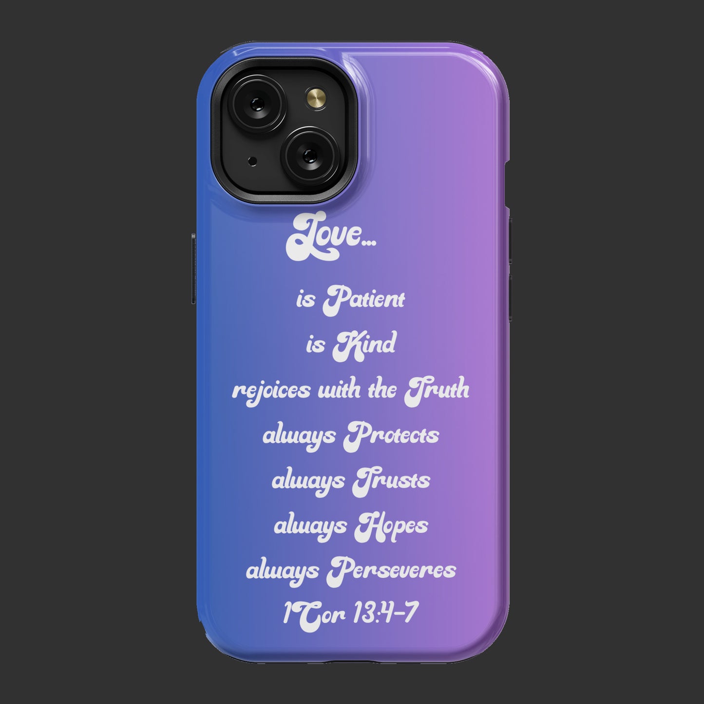 2025 - Give the gift of love - Custom Blueish-Purple iPhone 15 Magsafe case - Love is- Great gift idea for Valentine, Significant other, Bridal Shower, engagement, wedding - free shipping to USA