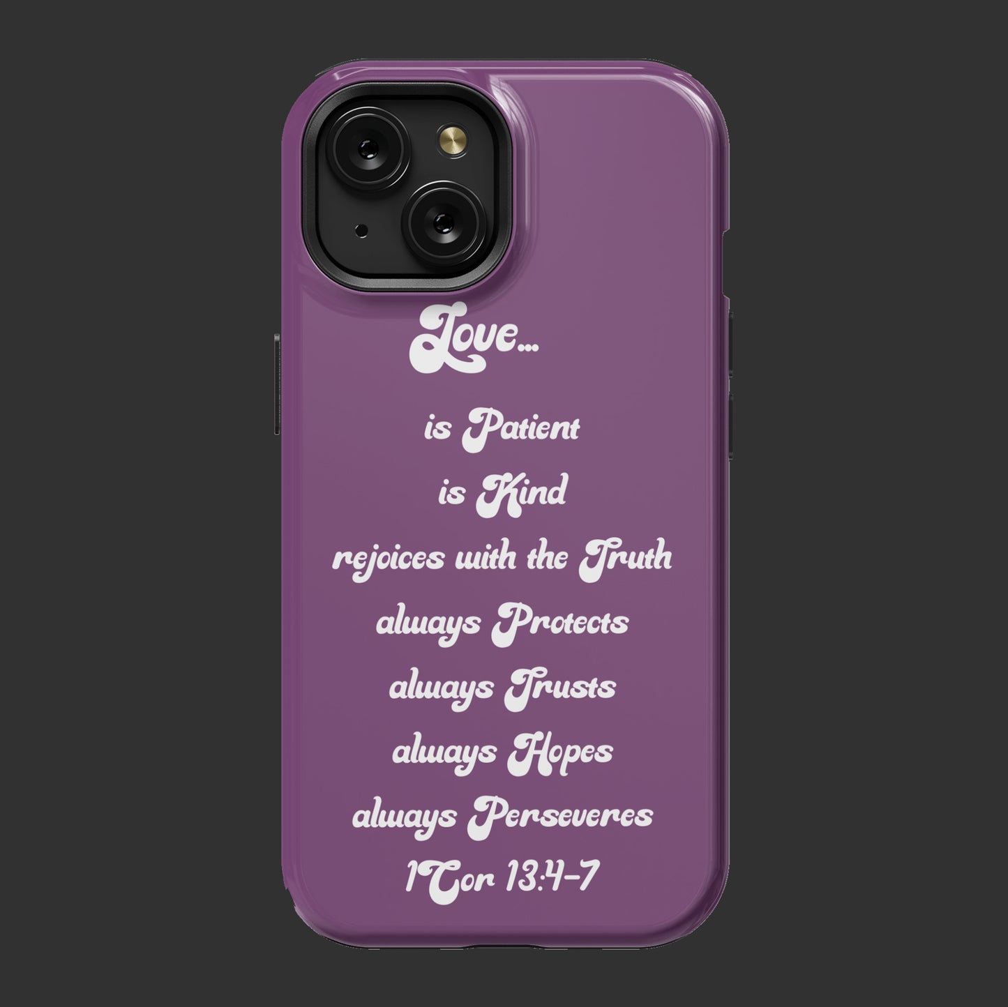 2025 - Give the gift of love - Custom Purple iPhone 15 Magsafe case - Love is- Great gift idea for Valentine, Significant other, Bridal Shower, engagement, wedding - free shipping to USA