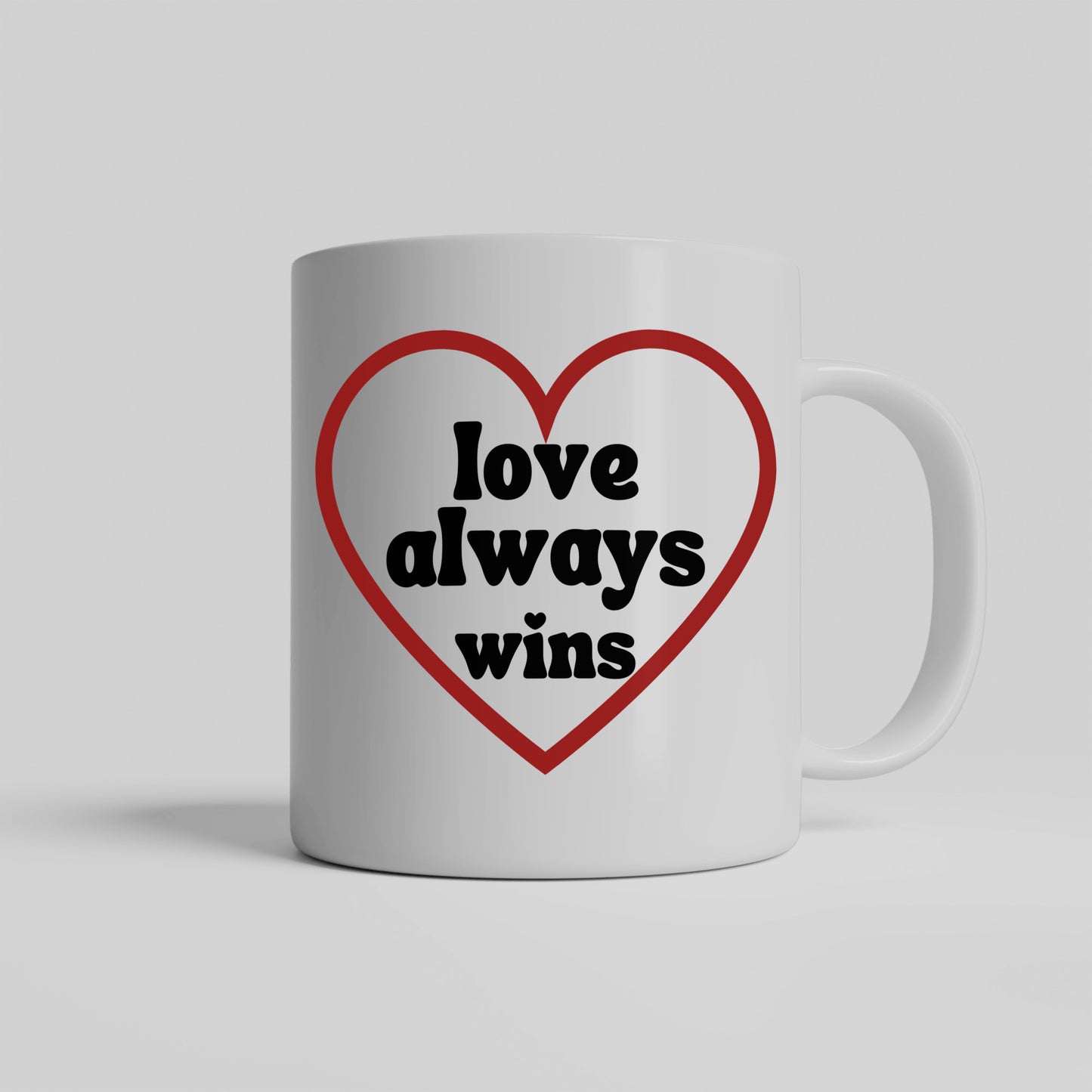 Lover always wins ceramic coffee mug - Inspirational gift idea for romantic occasions - Valentine, Bridal shower, Wedding, Anniversaries - free shipping USA