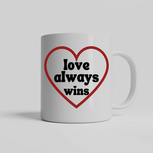 Lover always wins ceramic coffee mug - Inspirational gift idea for romantic occasions - Valentine, Bridal shower, Wedding, Anniversaries - free shipping USA