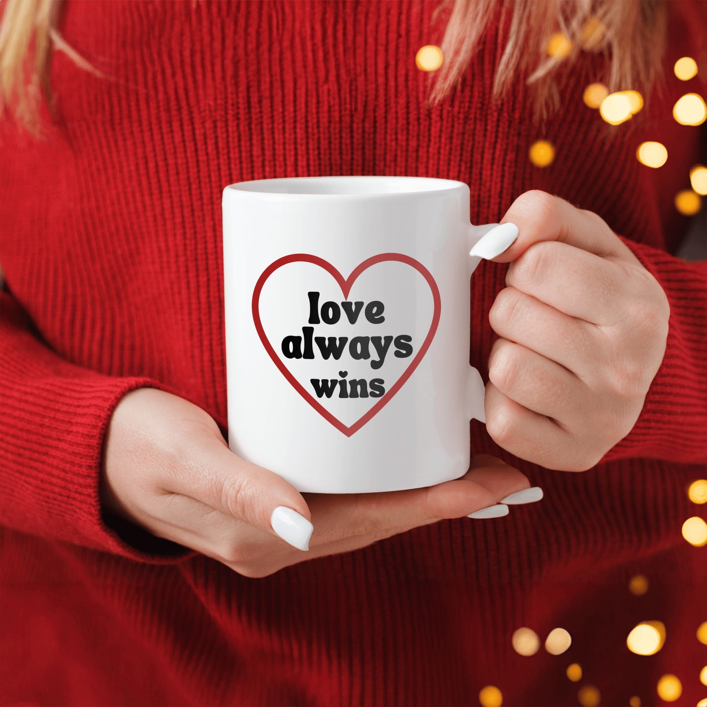 Lover always wins ceramic coffee mug - Inspirational gift idea for romantic occasions - Valentine, Bridal shower, Wedding, Anniversaries - free shipping USA