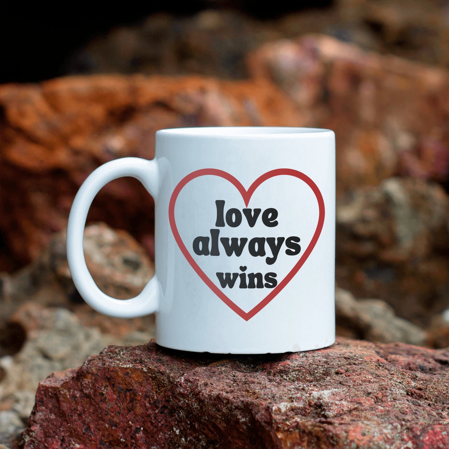 Lover always wins ceramic coffee mug - Inspirational gift idea for romantic occasions - Valentine, Bridal shower, Wedding, Anniversaries - free shipping USA