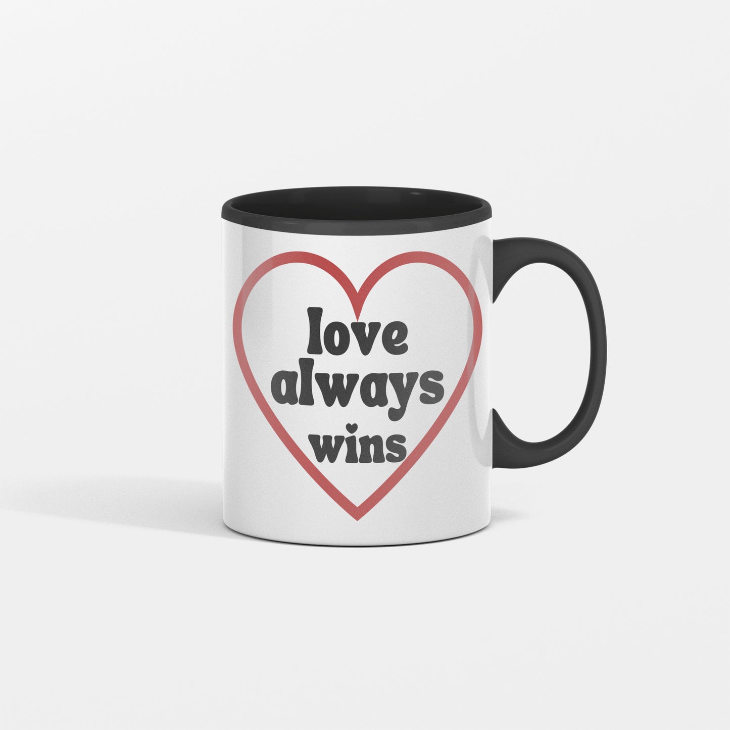 Lover always wins ceramic coffee mug - Inspirational gift idea for romantic occasions - Valentine, Bridal shower, Wedding, Anniversaries - free shipping USA