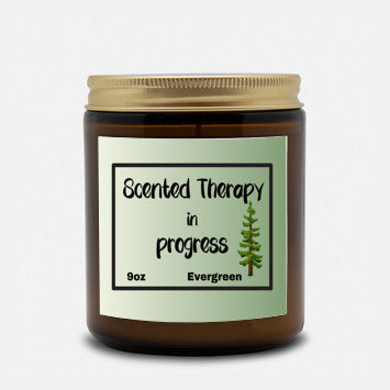 Refreshing 9oz Evergreen scented soy wax candle - Scented Therapy in Progress - Perfect for selfcare nights - free shipping to USA