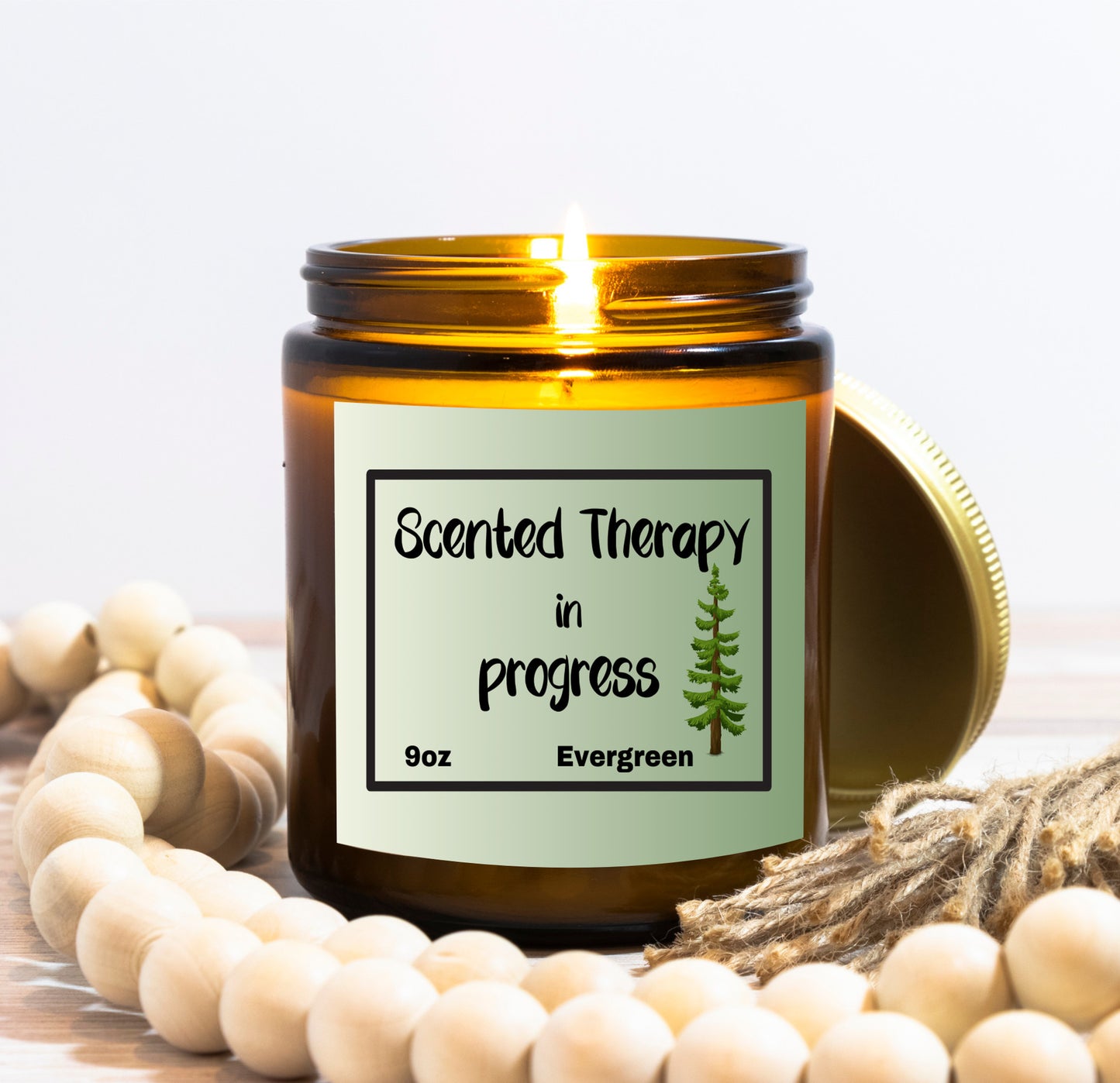 Refreshing 9oz Evergreen scented soy wax candle - Scented Therapy in Progress - Perfect for selfcare nights - free shipping to USA