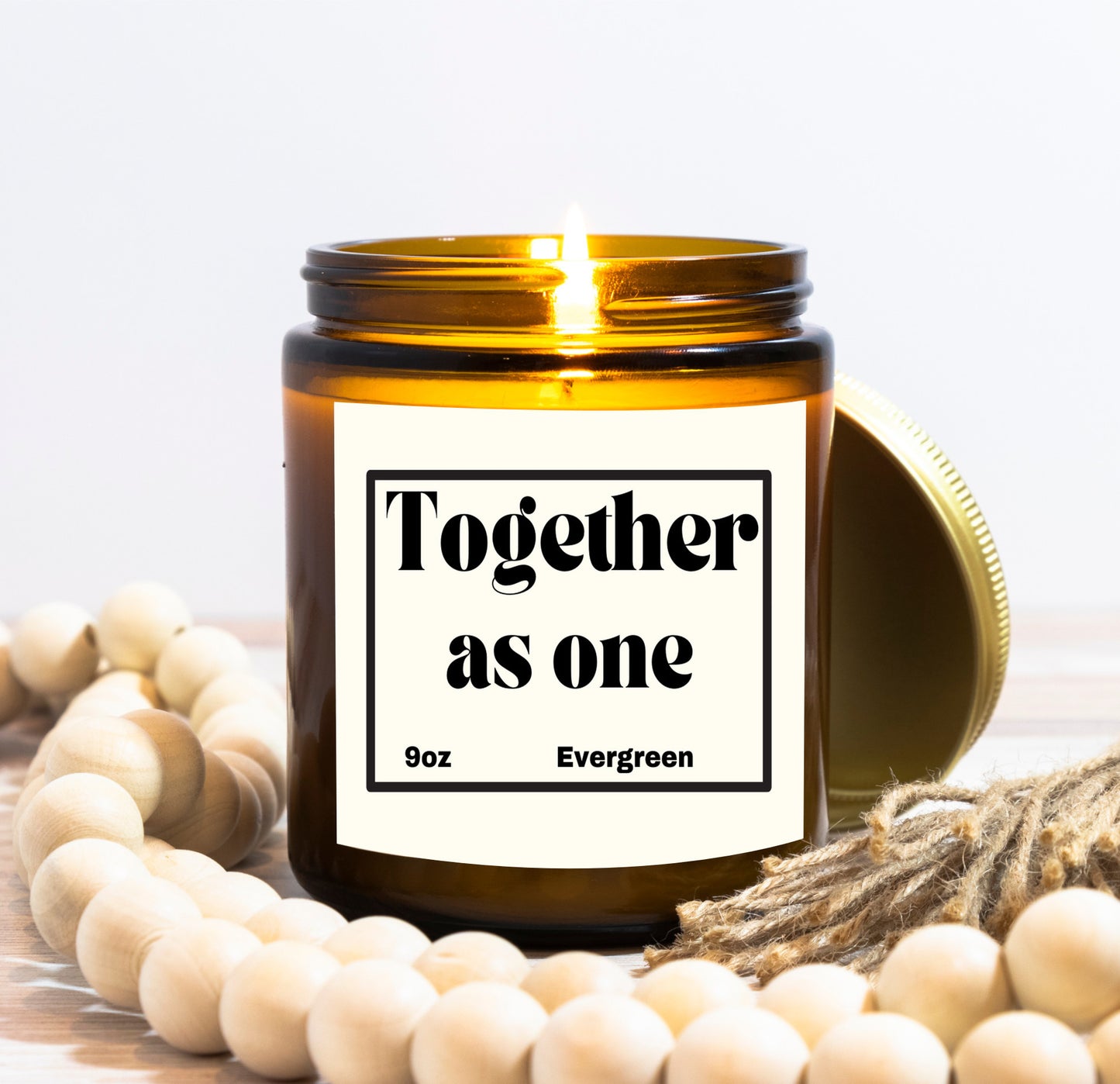 Refreshing 9oz Evergreen scented soy wax candle - Together as one - Perfect for couples - free shipping to USA