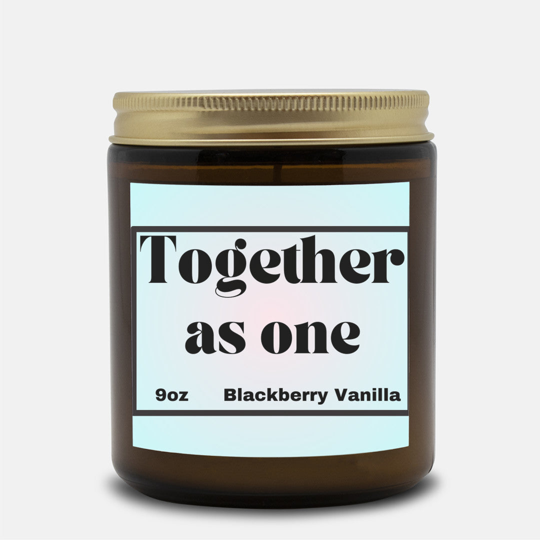 Inviting 9oz Blackberry Vanilla scented soy wax candle -Together as one - Perfect for couples - free shipping to USA