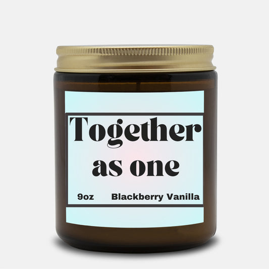 Inviting 9oz Blackberry Vanilla scented soy wax candle -Together as one - Perfect for couples - free shipping to USA